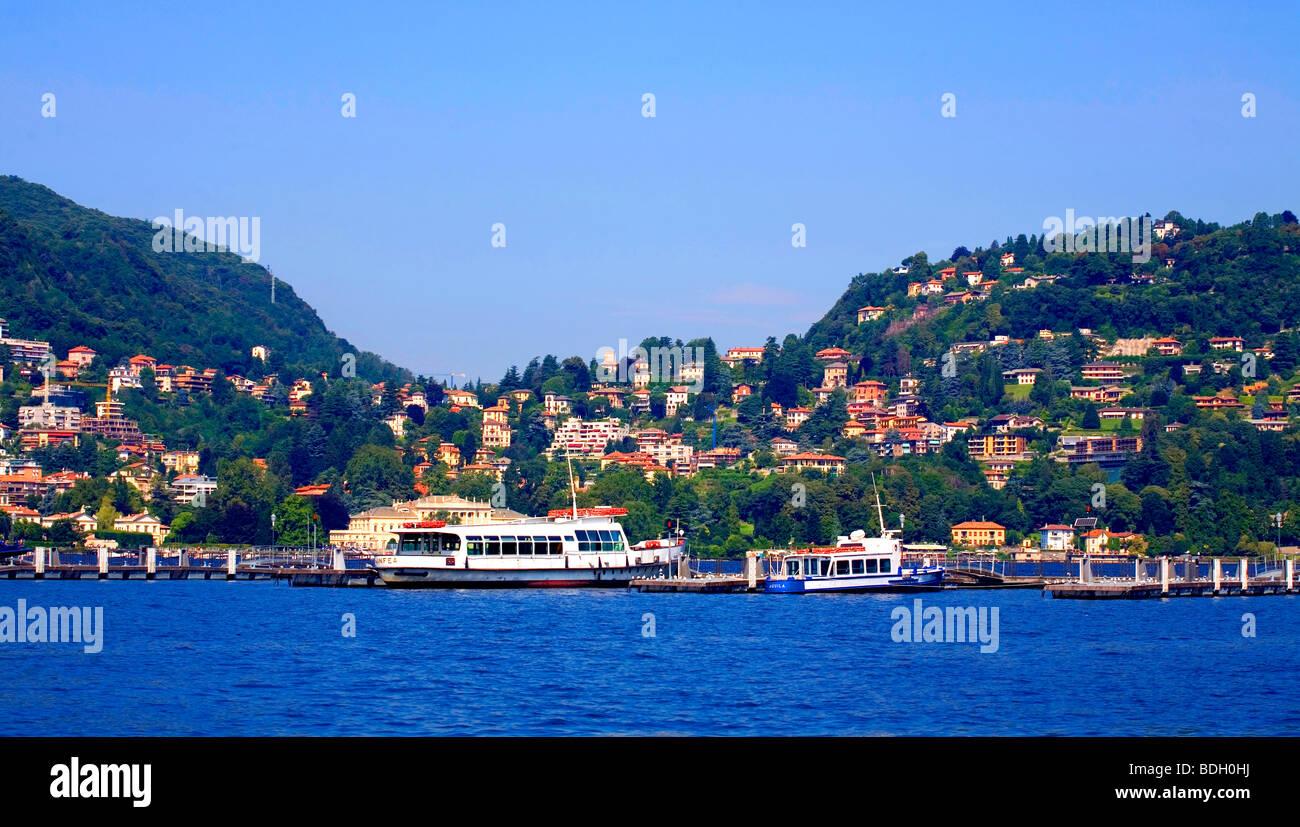 Ferry Landing at Lake Como, Lombardia, Italy Stock Photo