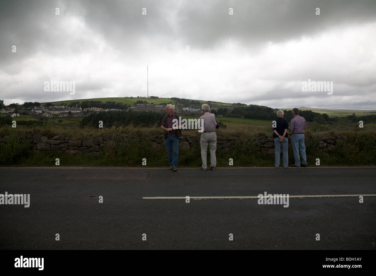 Tourist photographing HM Prison, Dartmoor, Princetown, Devon, UK Stock Photo