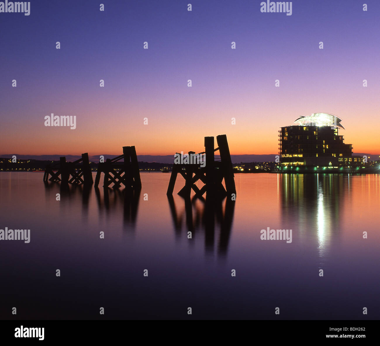 St David's Hotel & Spa Cardiff Bay Twilight night view Old dock mooring