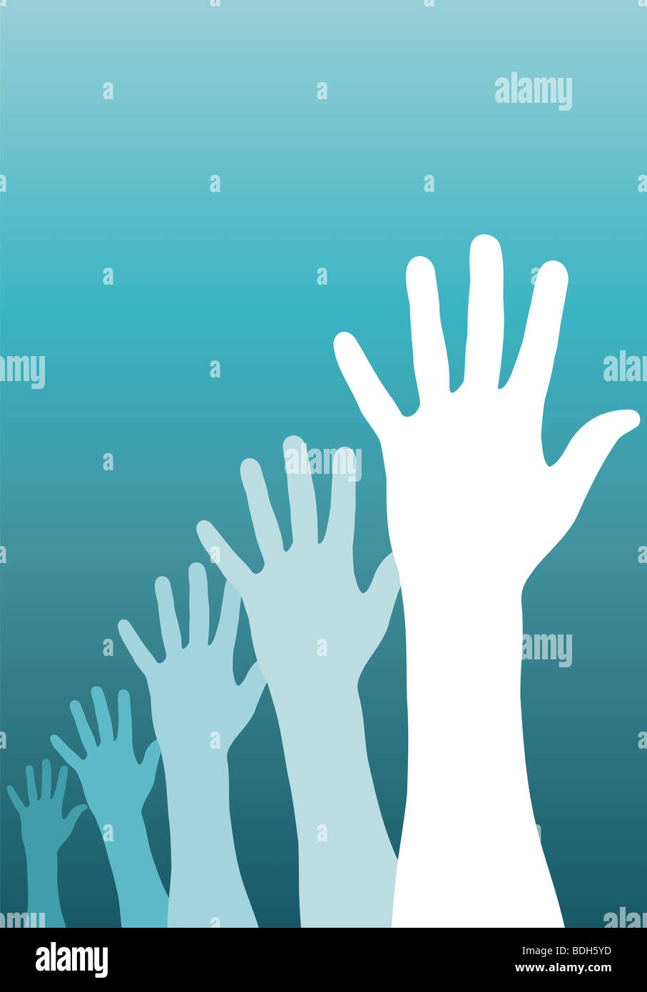 Group Hand Rise Vector A group of raised hands. Vector avaliable Stock Photo - Alamy