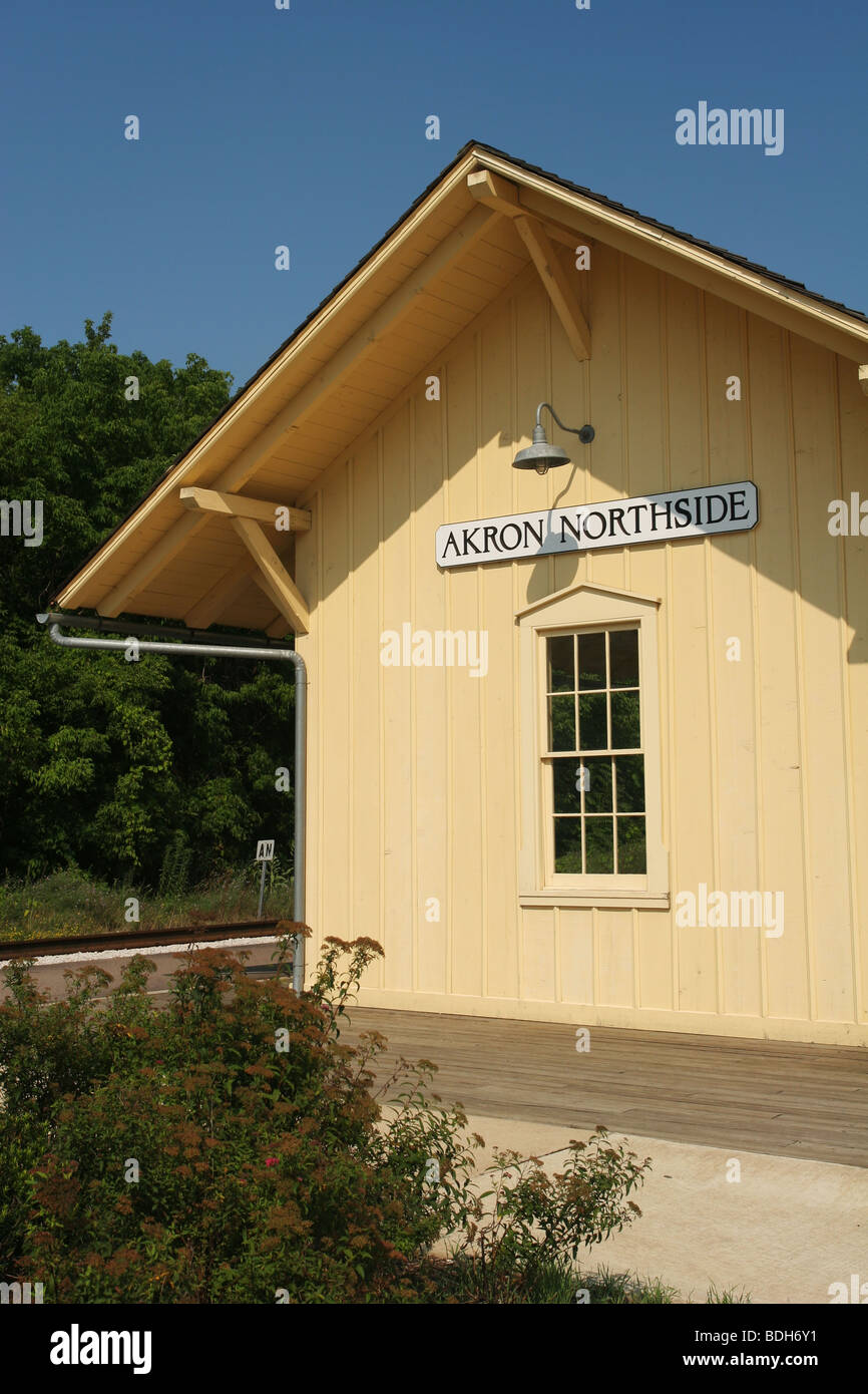 Akron Northside Train Station. Part of the Cuyahoga Valley Scenic Railroad system. Akron, Ohio. Stock Photo