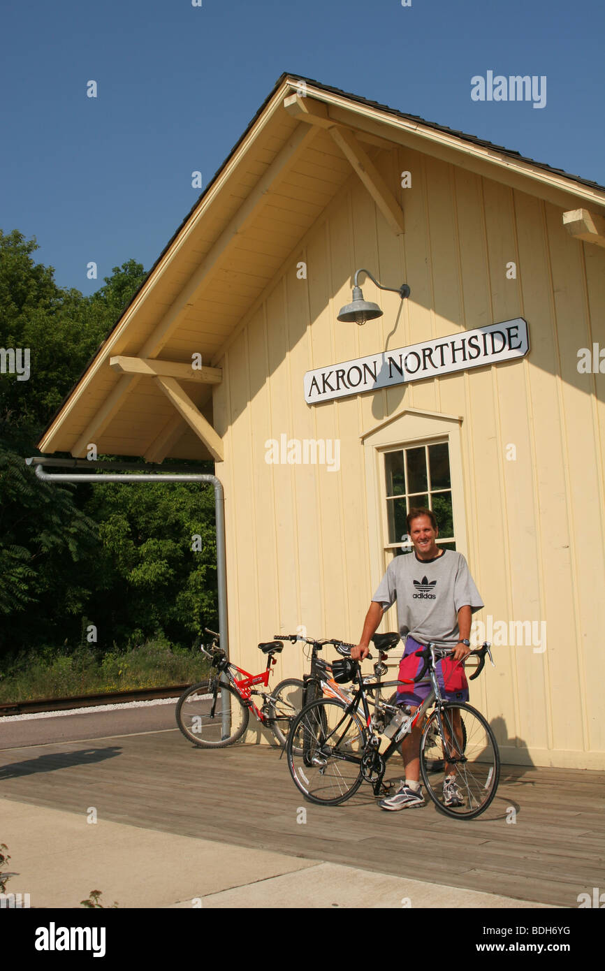 Man bicycle akron northside train hires stock photography and images