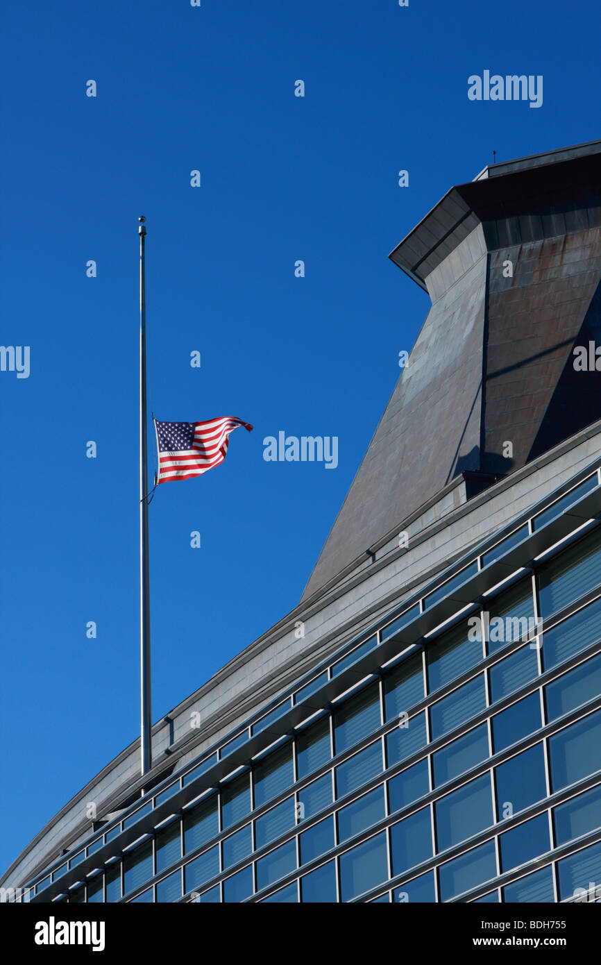 he flag was flown at half-mast on the United States Embassy building in Ottawa upon the death of Ted Kennedy. Stock Photo