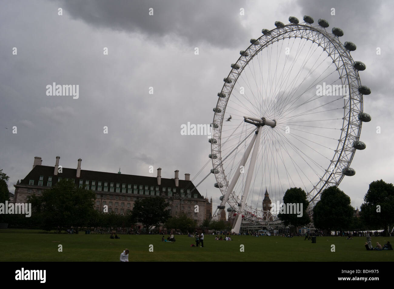 London Eye UK County hall South bank big ben in background Stock Photo ...