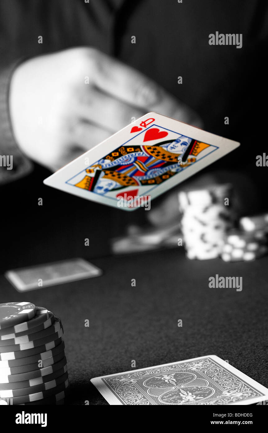 Man throwing cards Stock Photo Alamy