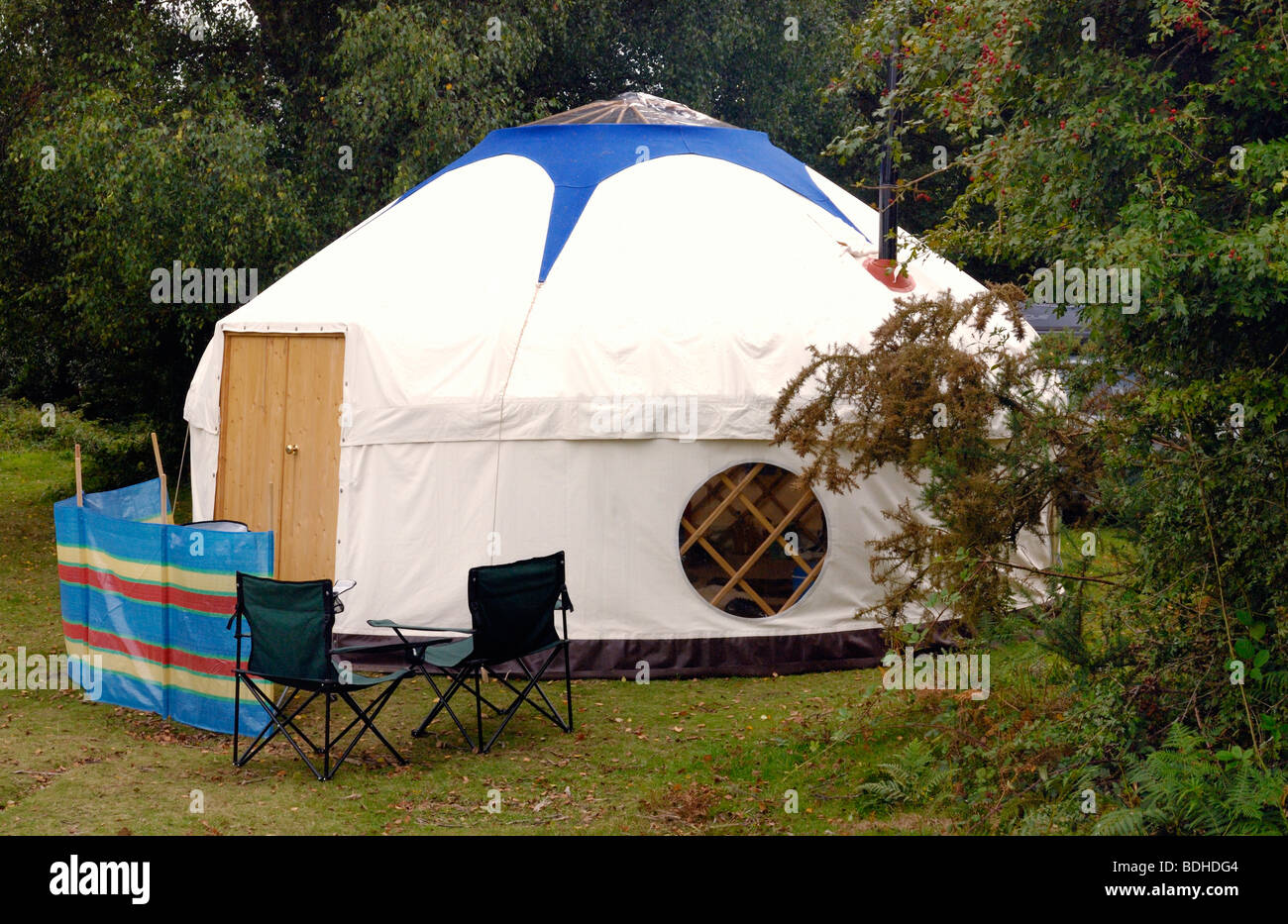 A Yurt tent in a wood Stock Photo