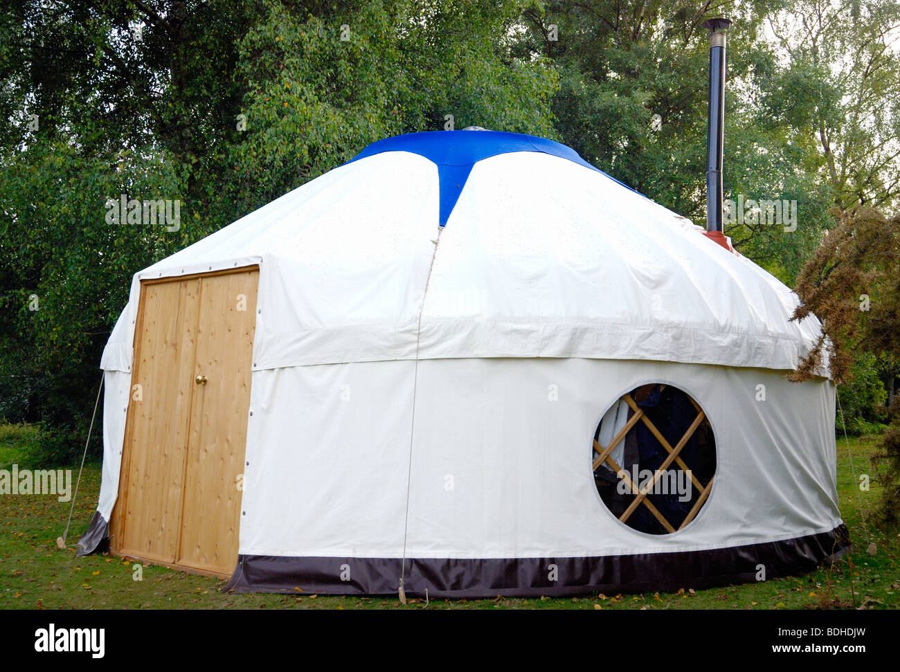 A Yurt tent in a wood Stock Photo