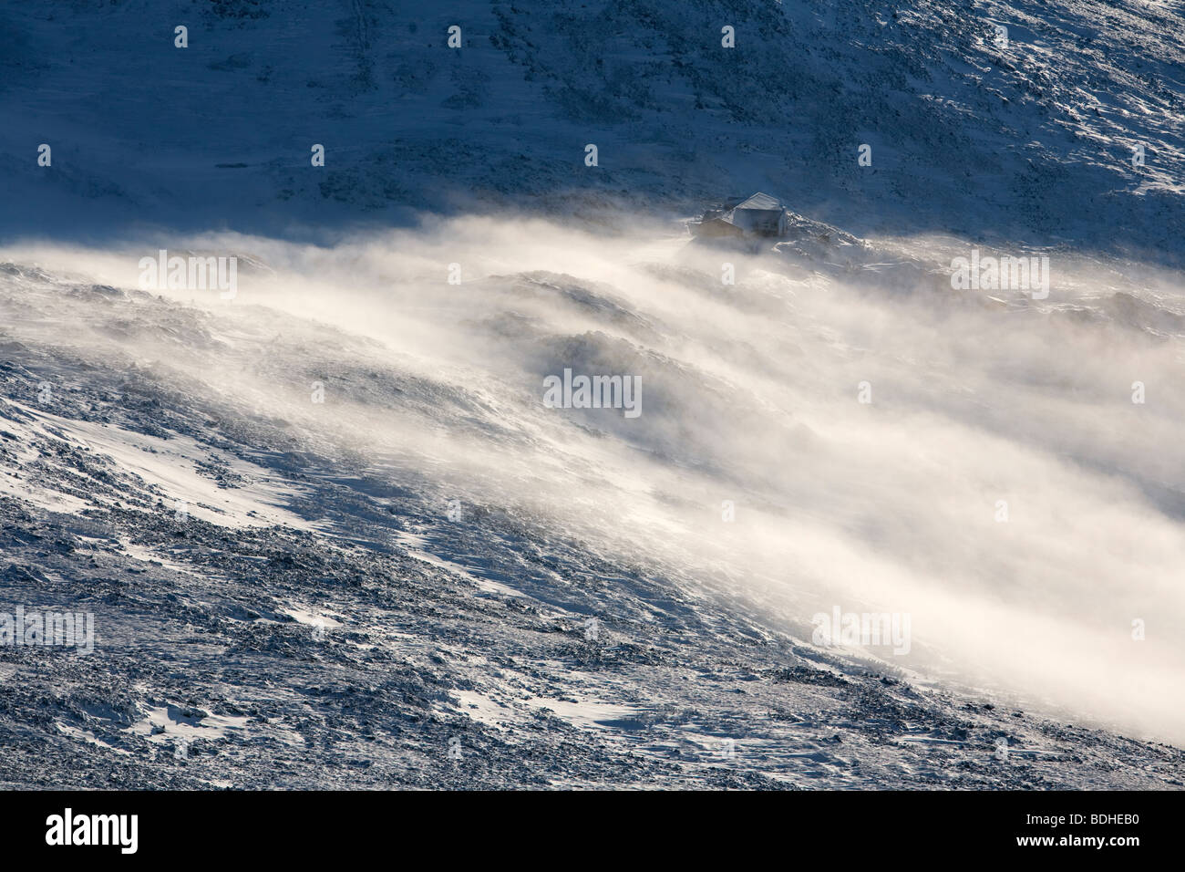 Fog rolls across the rocky slopes of Mt. Washington in the White