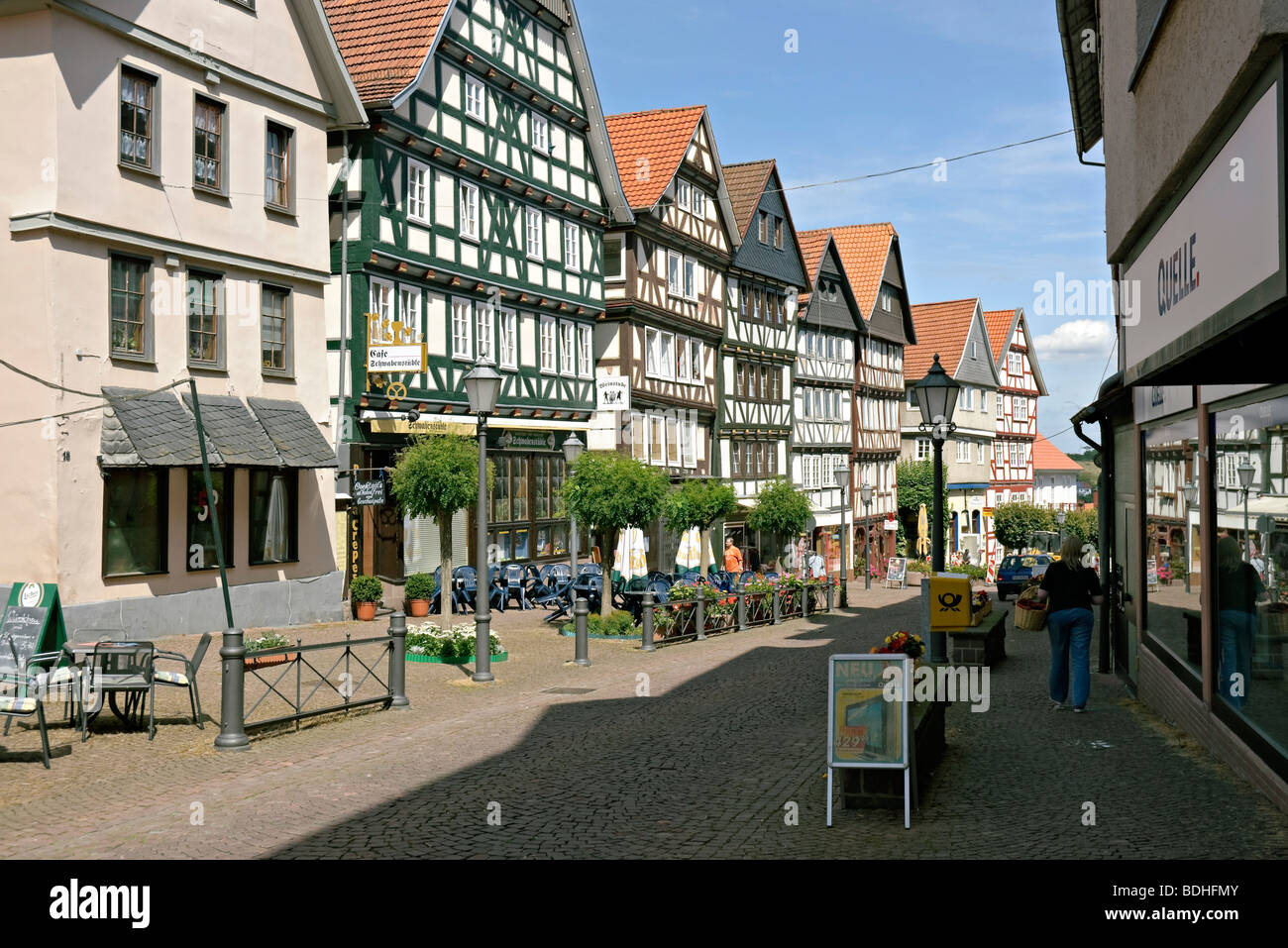 Half timbered buildings in the old part of Bad Wildungen, Hesse, Germany. Stock Photo