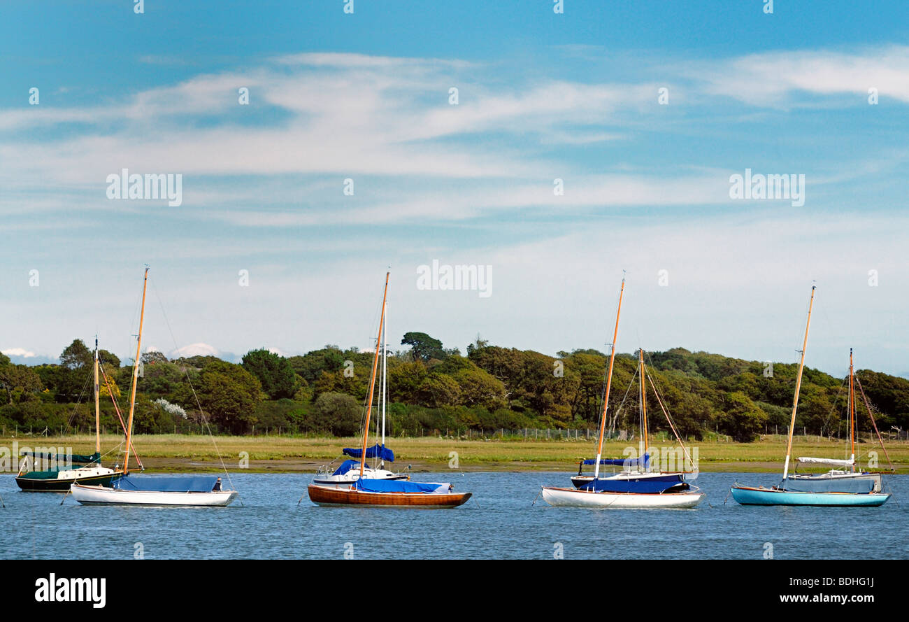 Classic sailing boats along the Lymington River Stock Photo Alamy