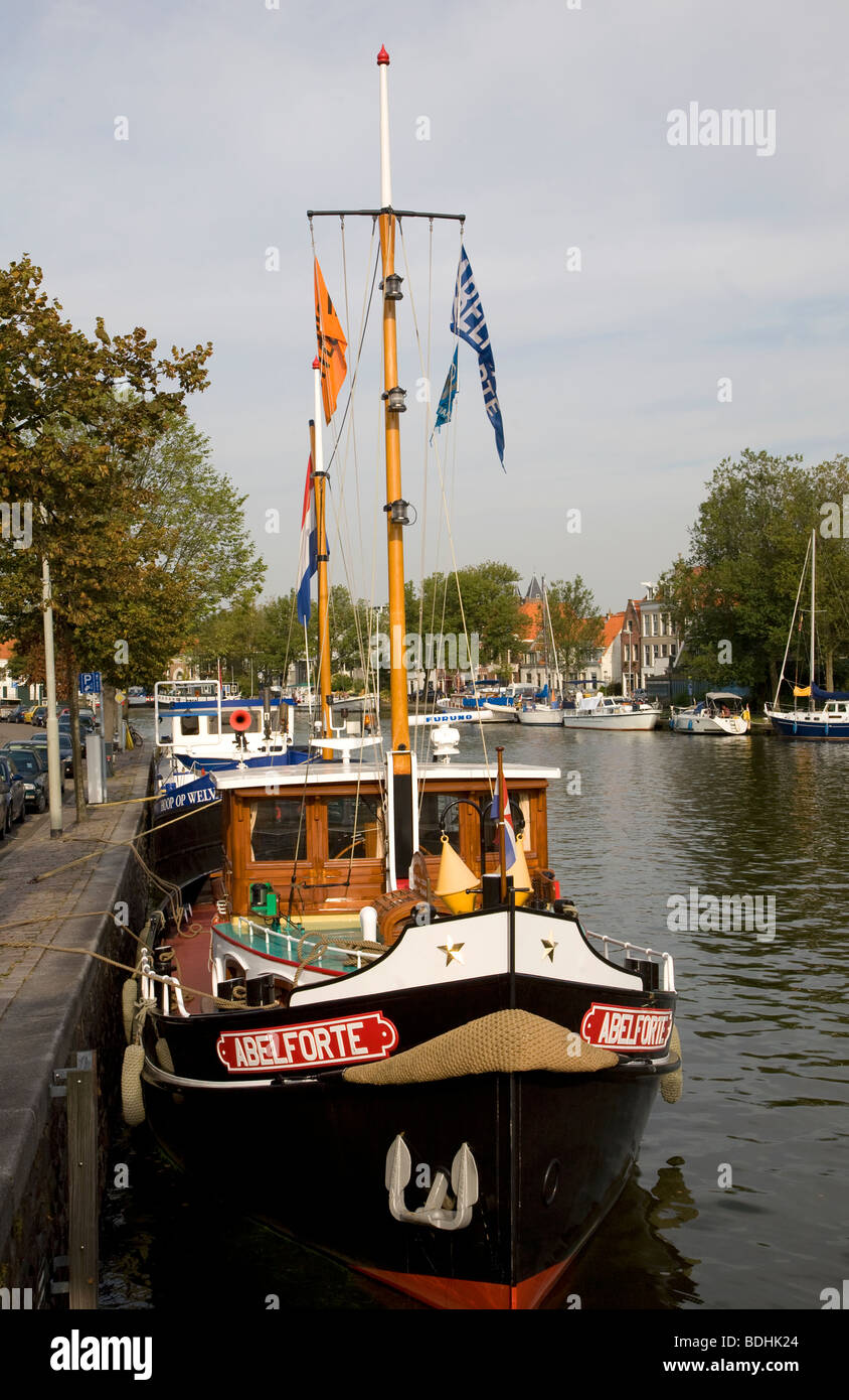 Boats River Spaarne Haarlem Holland Stock Photo