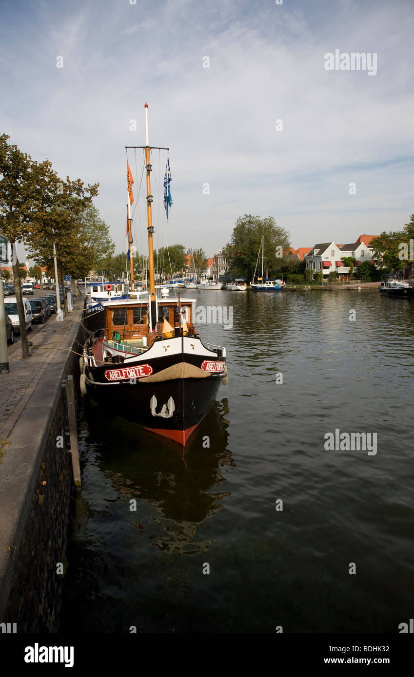 Boats River Spaarne Haarlem Holland Stock Photo