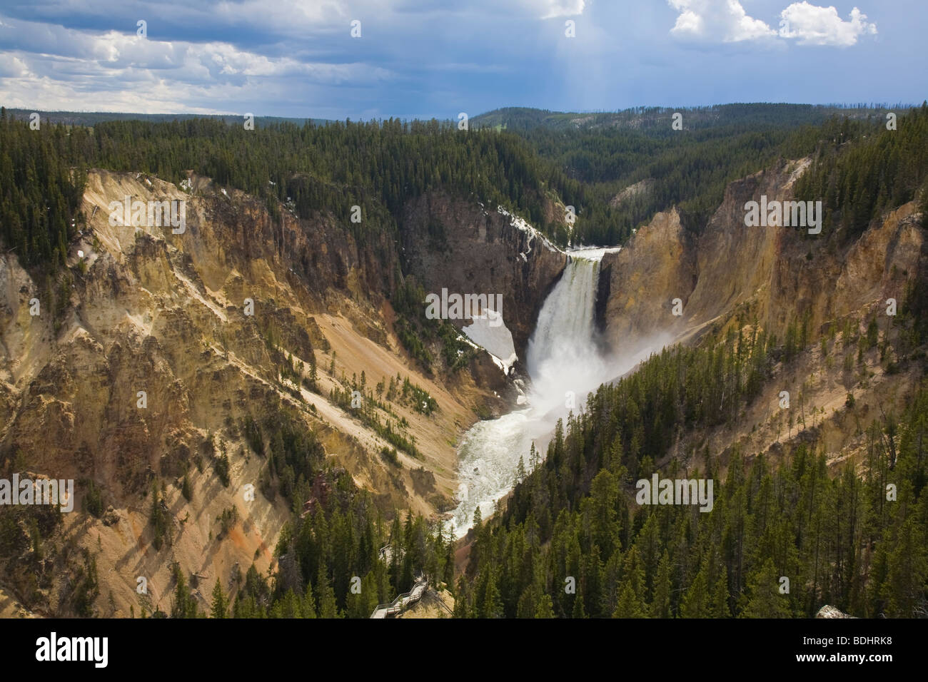 American BLower Falls on the Yellowstone River in the Grand Canyon of Yellowstone in Yellowstone National Park Wyoming USA Stock Photo