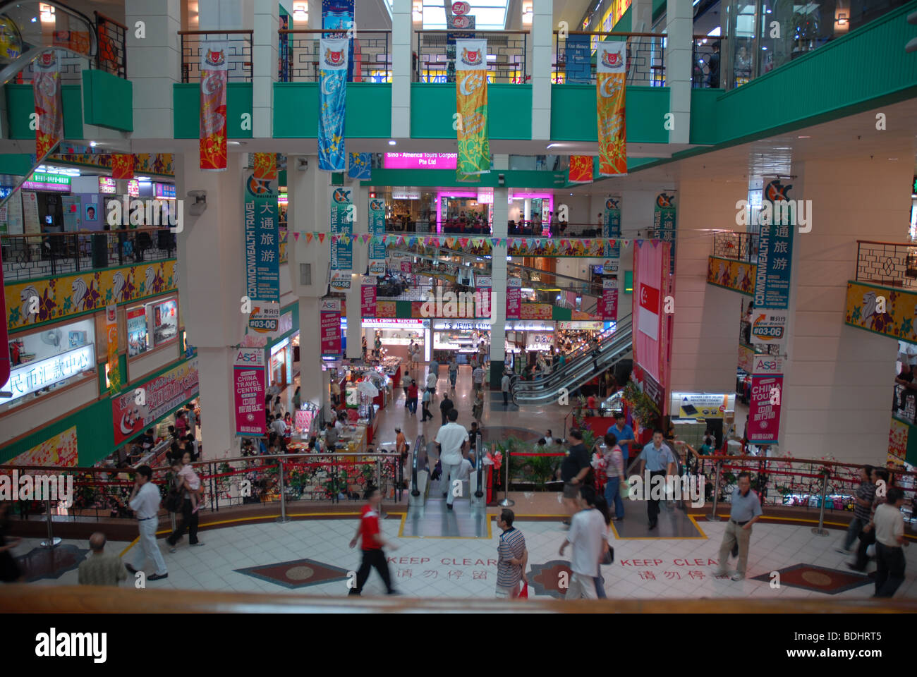 Interior Of Large Shopping Mall Chinatown Singapore Stock Photo