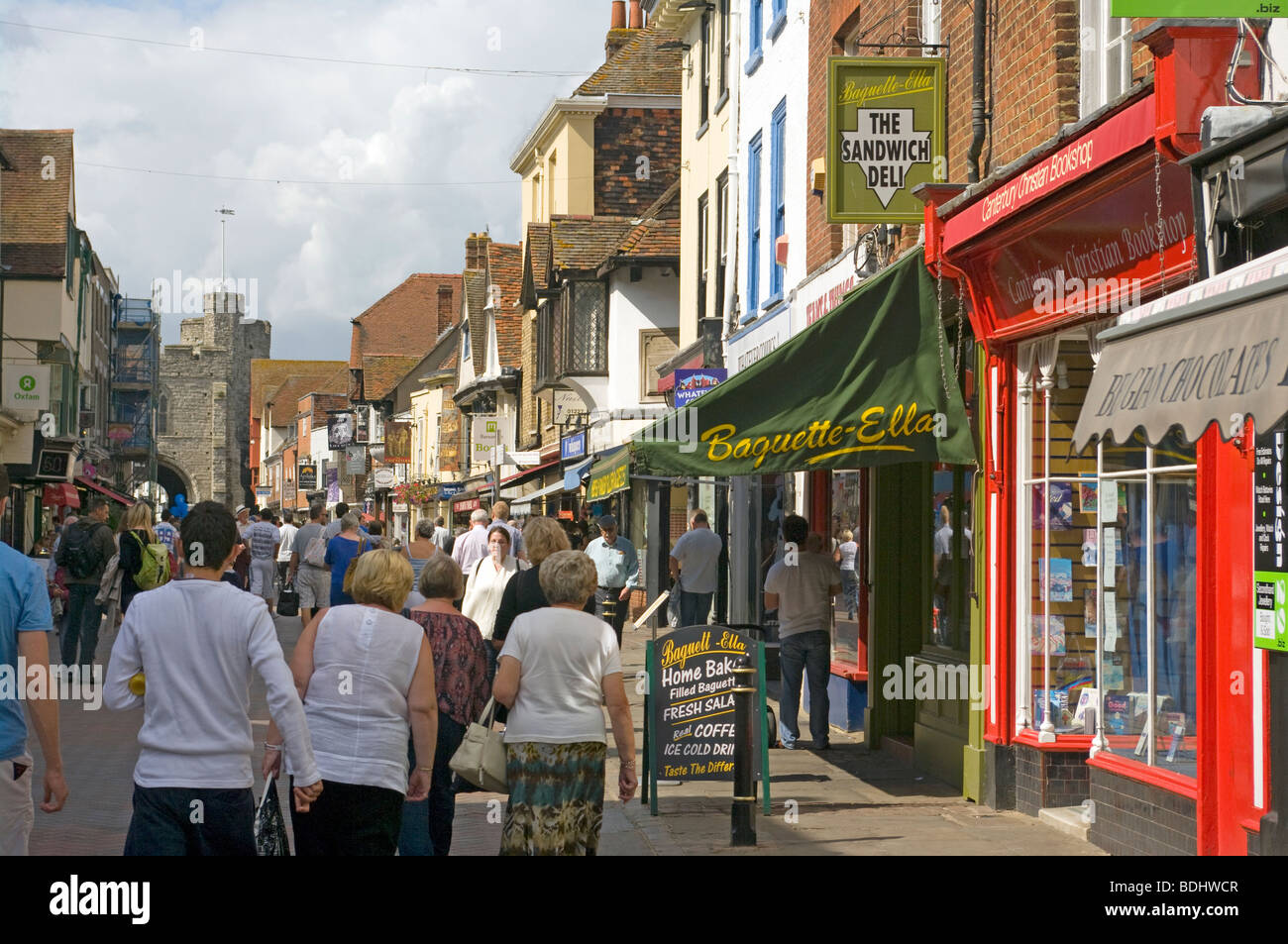 The High Street Canterbury Kent uk England Busy With Shoppers Stock Photo