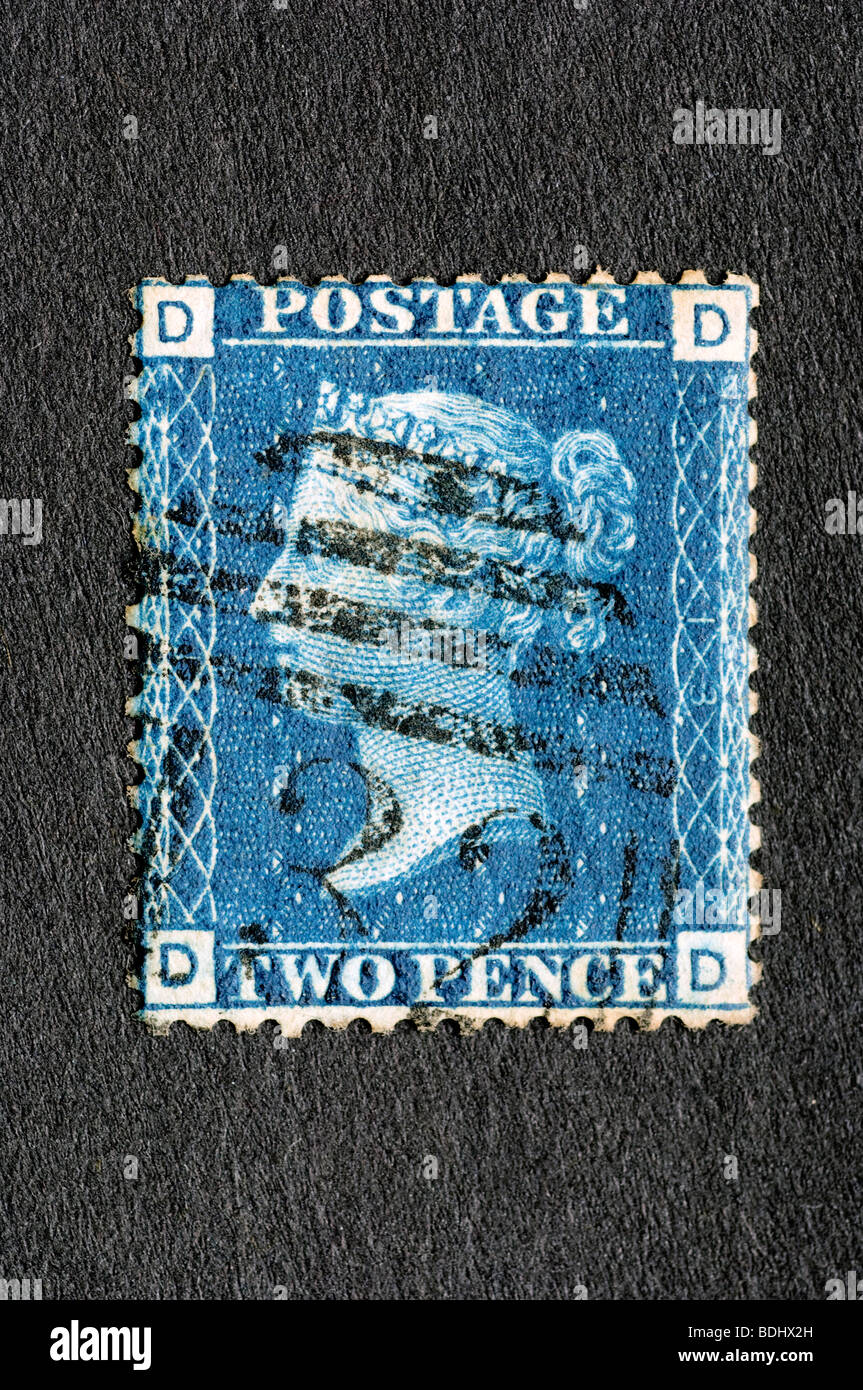 Postage stamp Queen Victoria Two Pence blue Stock Photo Alamy