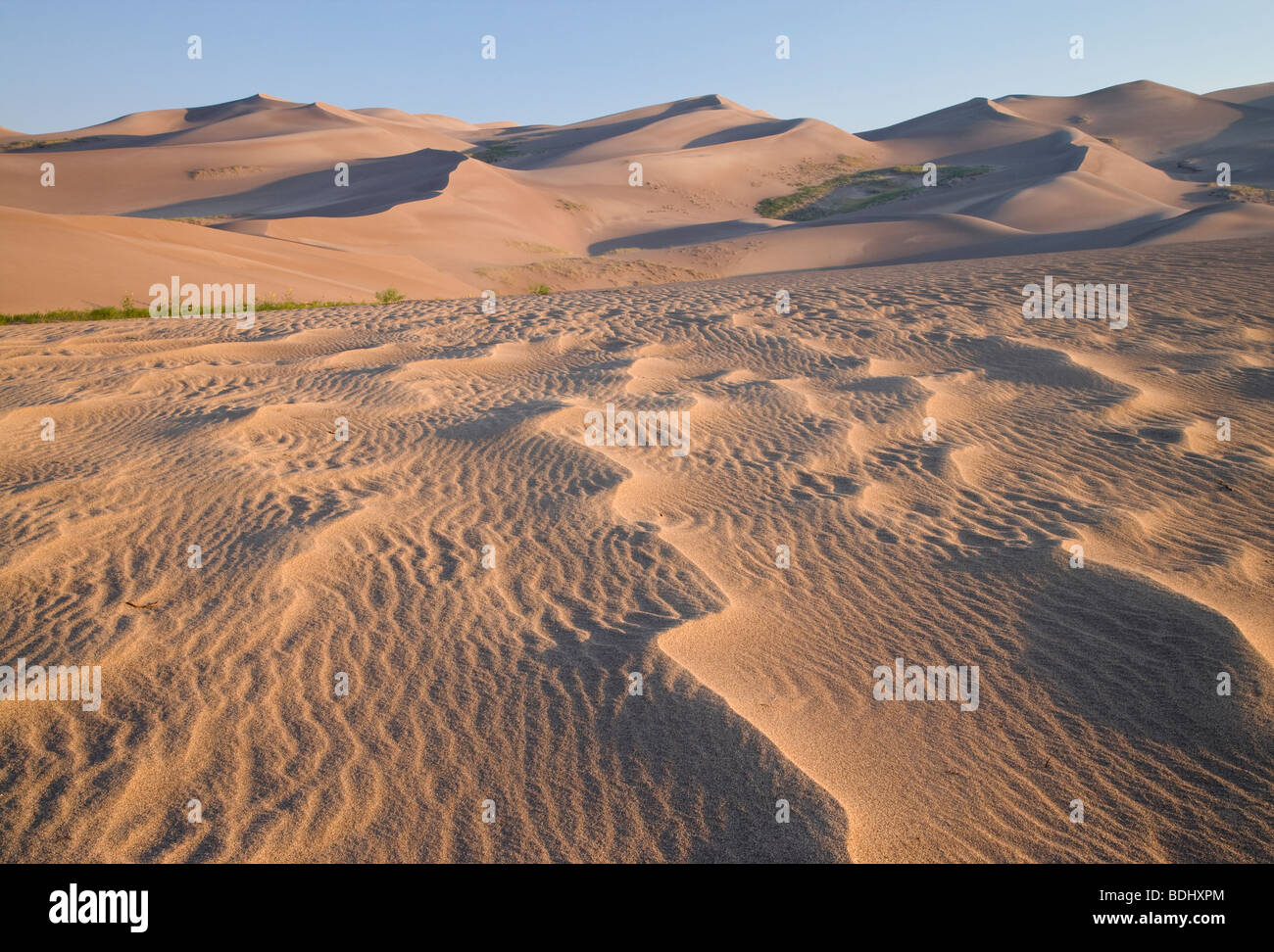 sand patterns and dunes, Great Sand Dunes National Park, Colorado Stock Photo