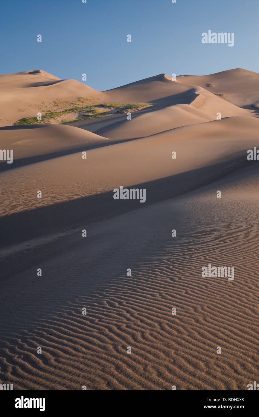 sand patterns and dunes, Great Sand Dunes National Park, Colorado Stock Photo