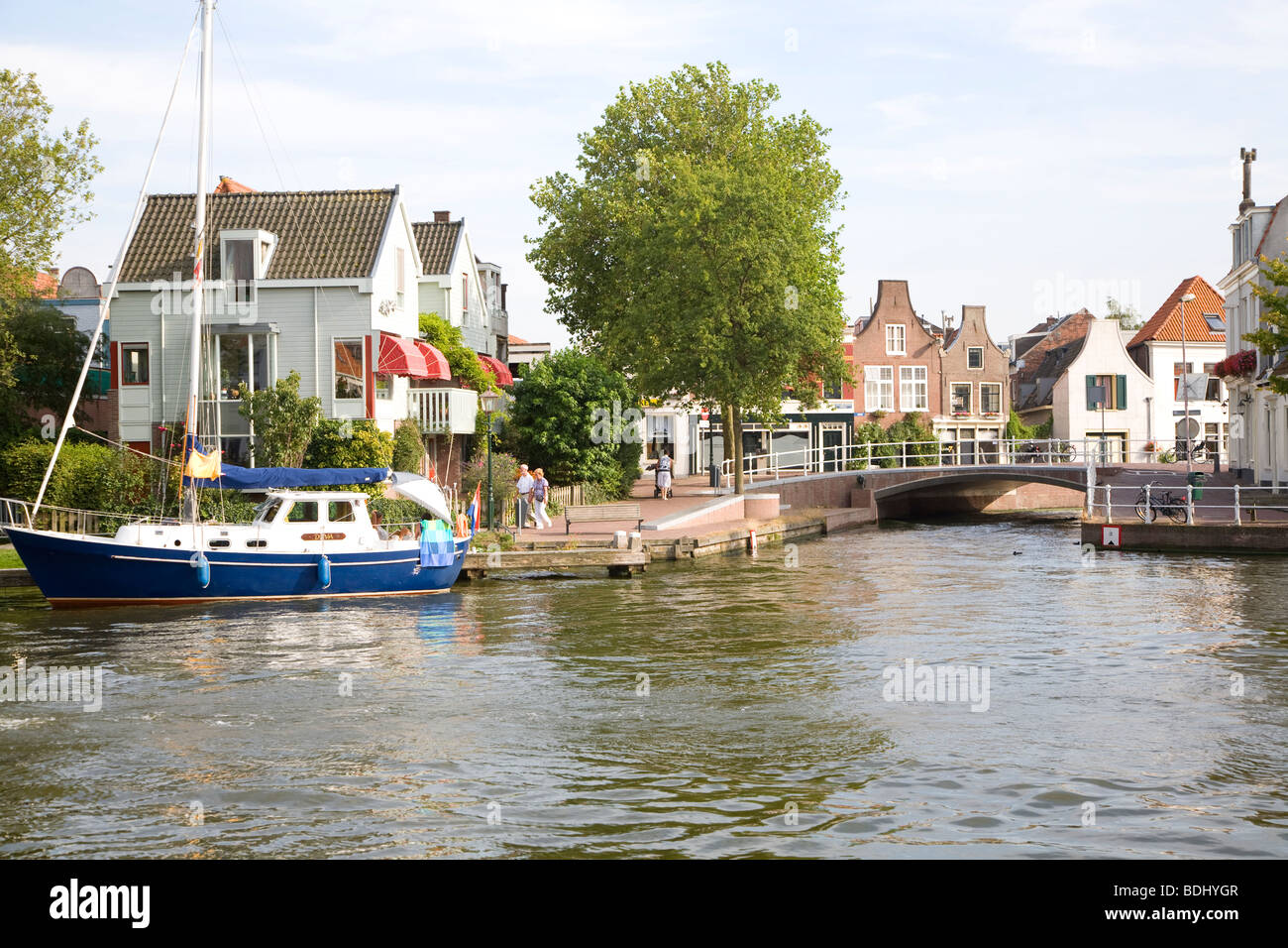 Boats River Spaarne Haarlem Holland Stock Photo