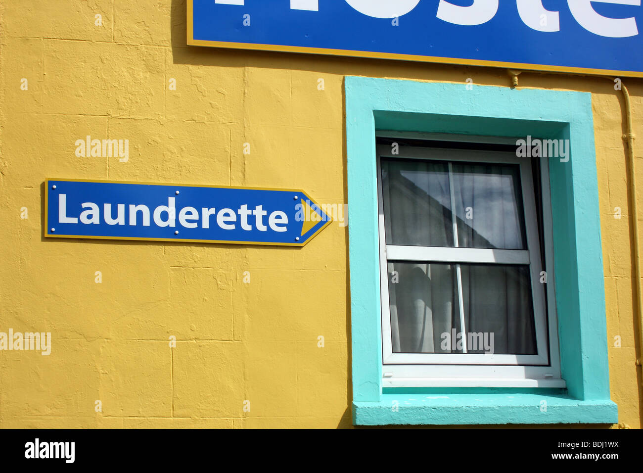 Launderette sign, Portree, Isle of Skye, Scotland Stock Photo