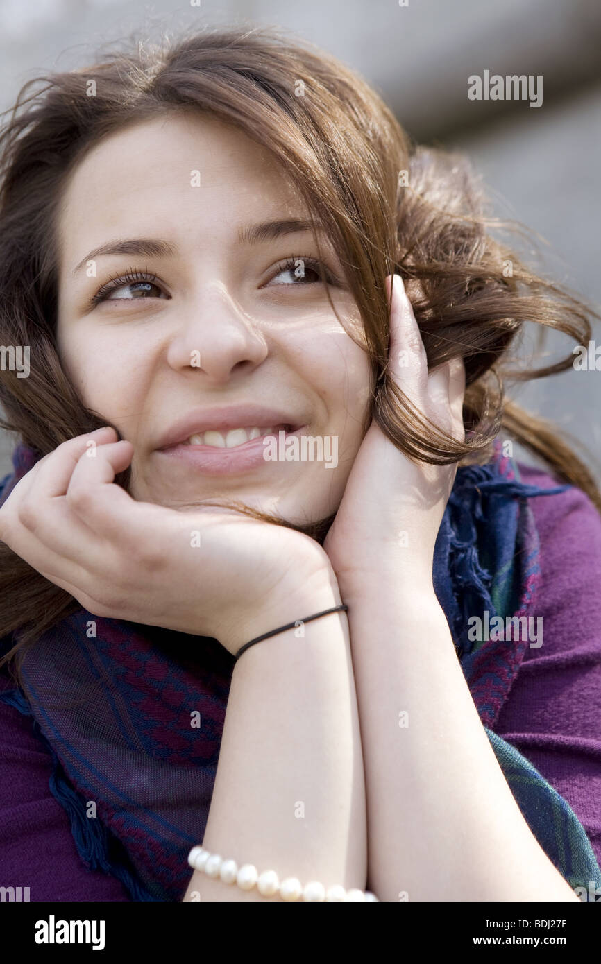 portrait happy young smiling teen girl Stock Photo - Alamy
