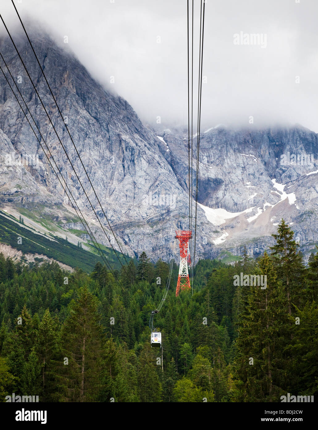 Cable car to Zugspitze the highest mountain in Germany in the Bavarian Alps, Germany, Europe