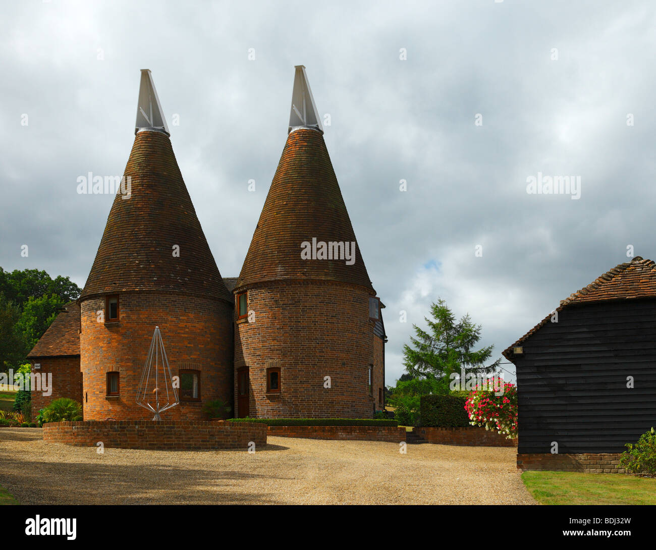 Oast Houses converted into dwellings, Leigh, Kent, England, UK. Stock Photo