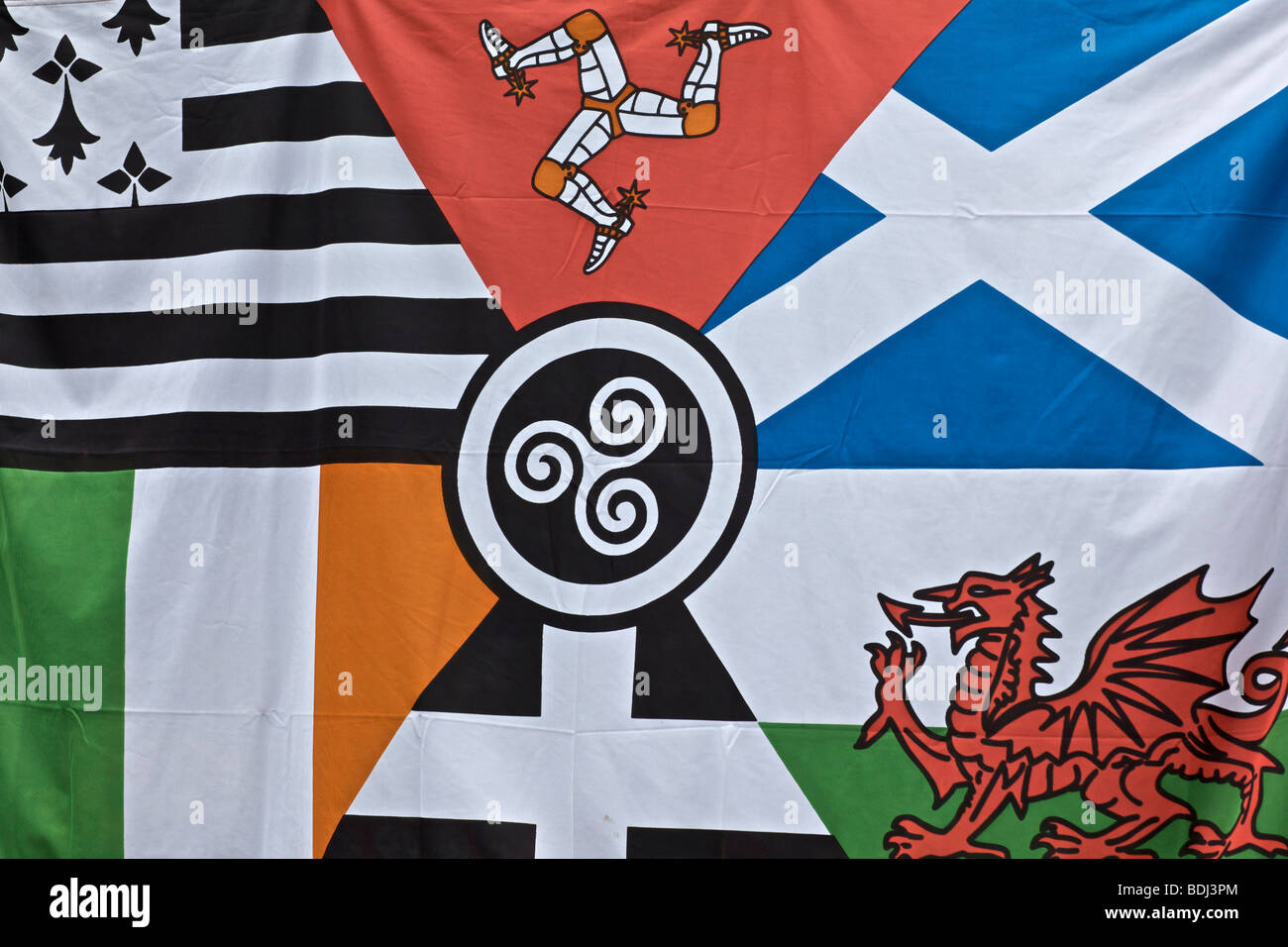 Flag of the six Celtic nations Stock Photo