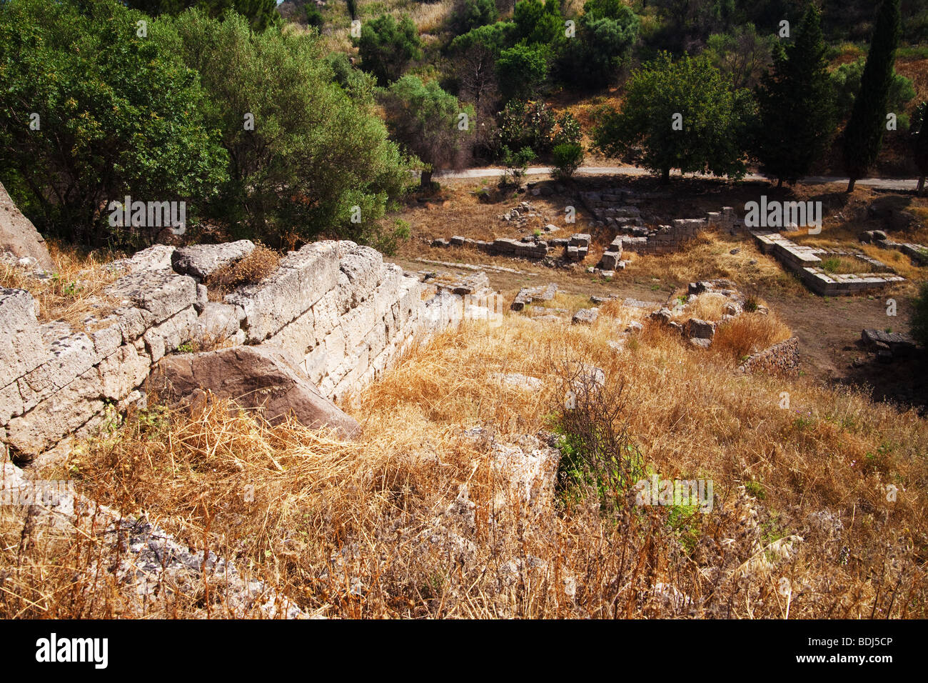 Leontinoi, greek walls Sicily Stock Photo Alamy