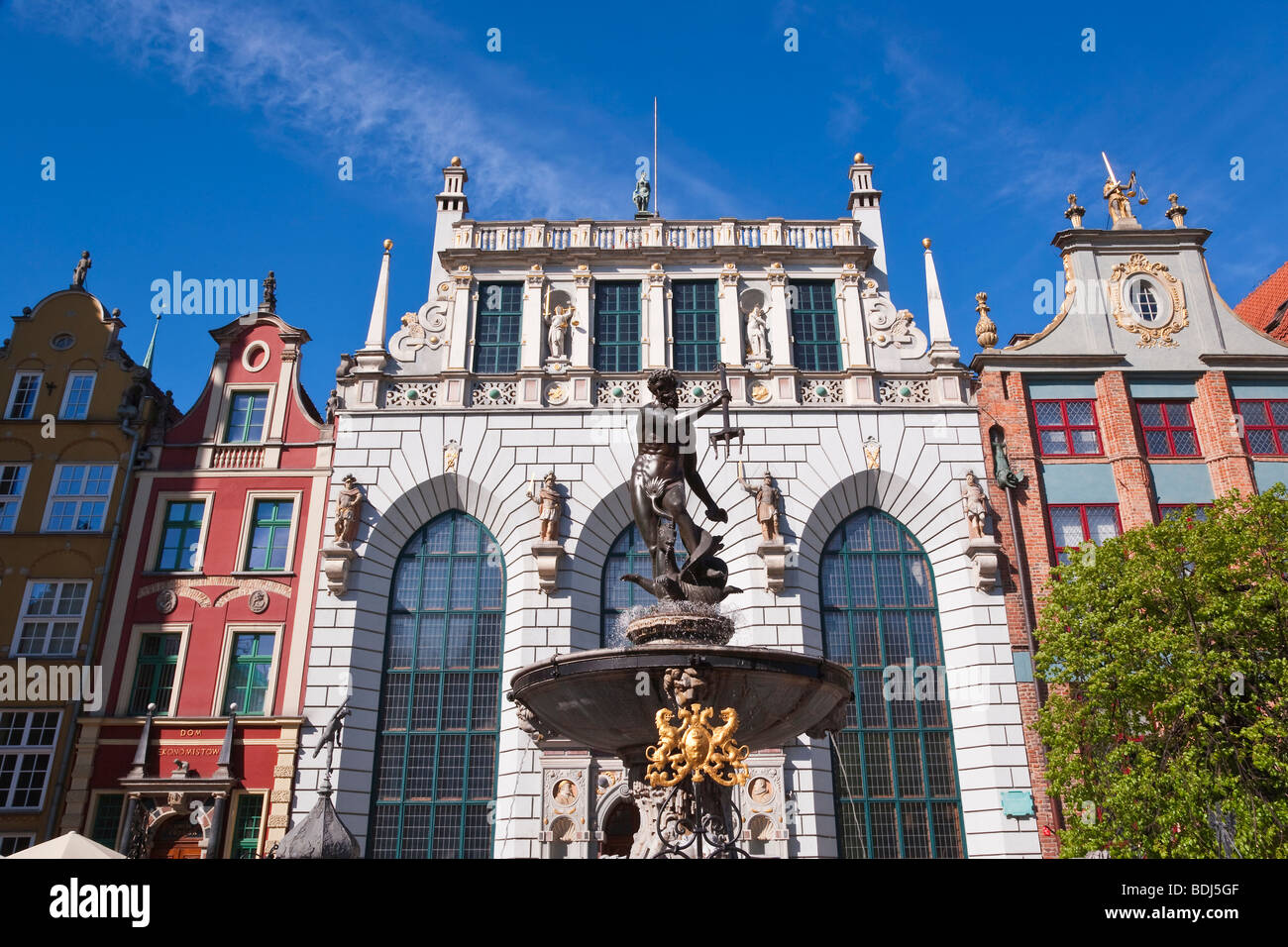 The Neptune Fountain, Dlugi Targ, Gdansk, Pomerania, Poland Europe Stock Photo