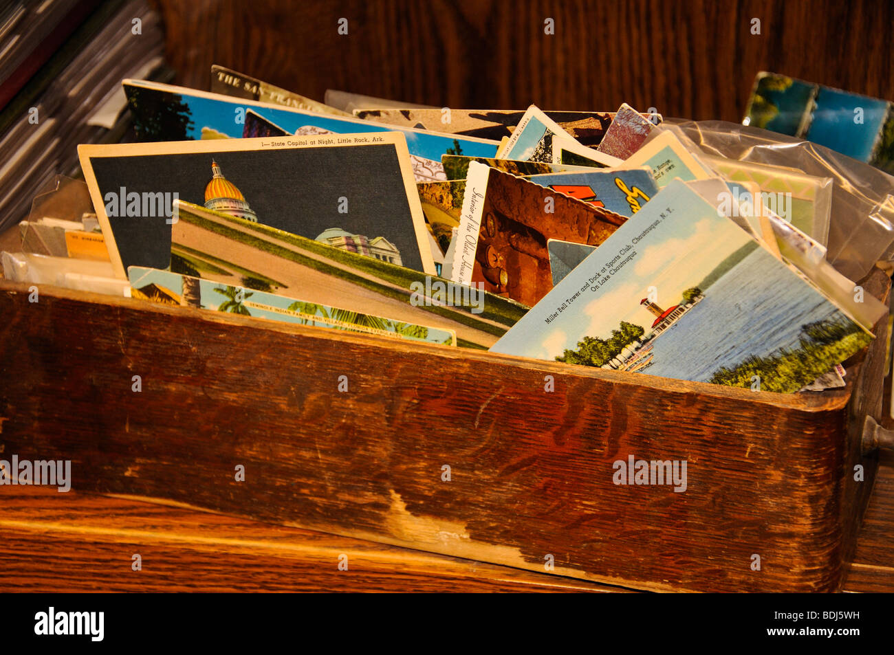 Vintage postcards in antiques shop Stock Photo Alamy