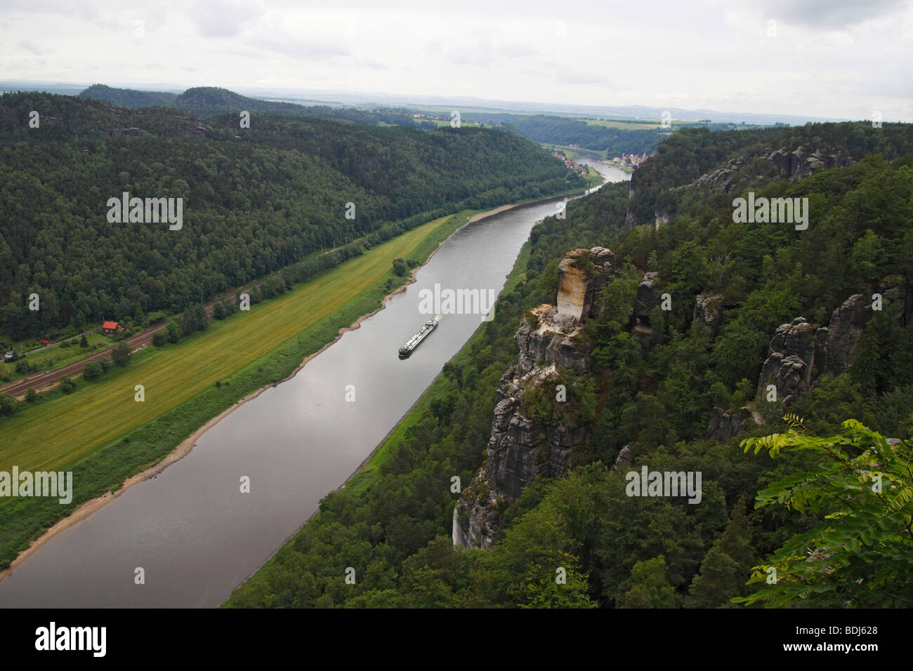 Elbe Sächsische Schweiz Elbsandsteingebirge Germany Stock Photo