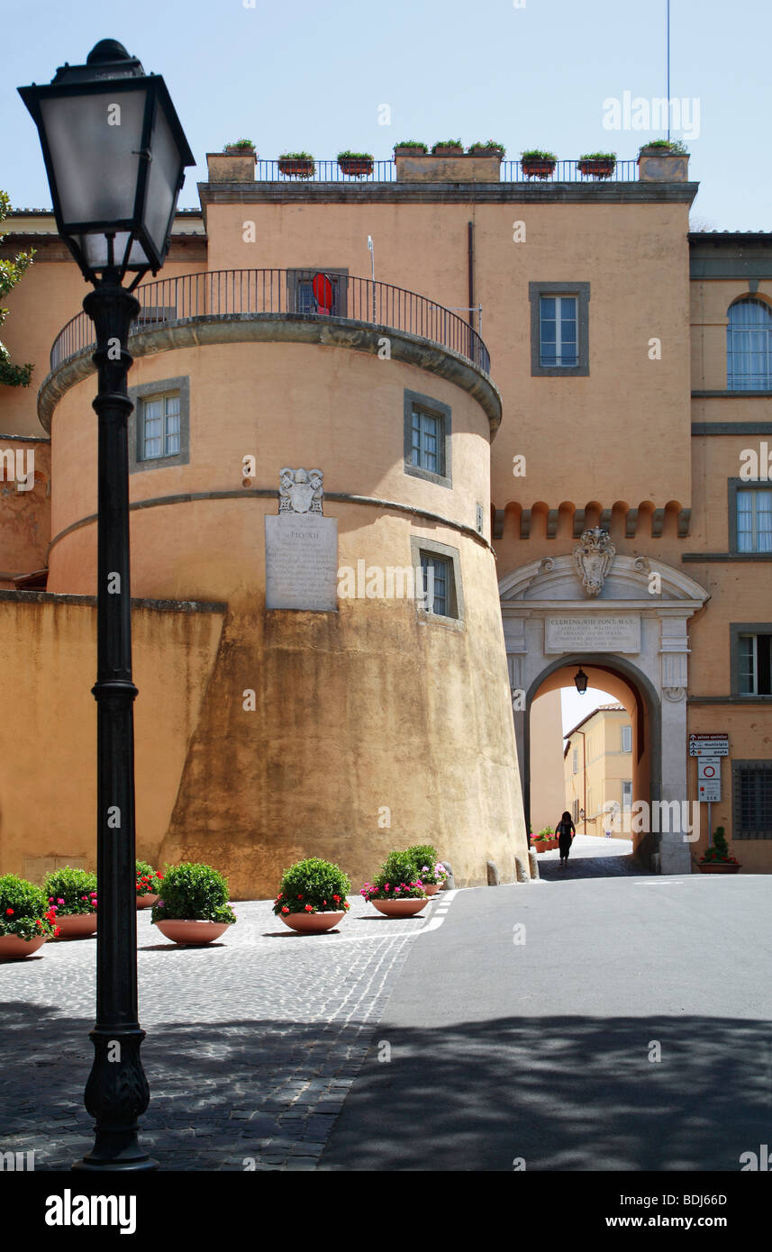 Lampost and archway by the Pope's summer residence, Castel Gandolfo, Italy Stock Photo