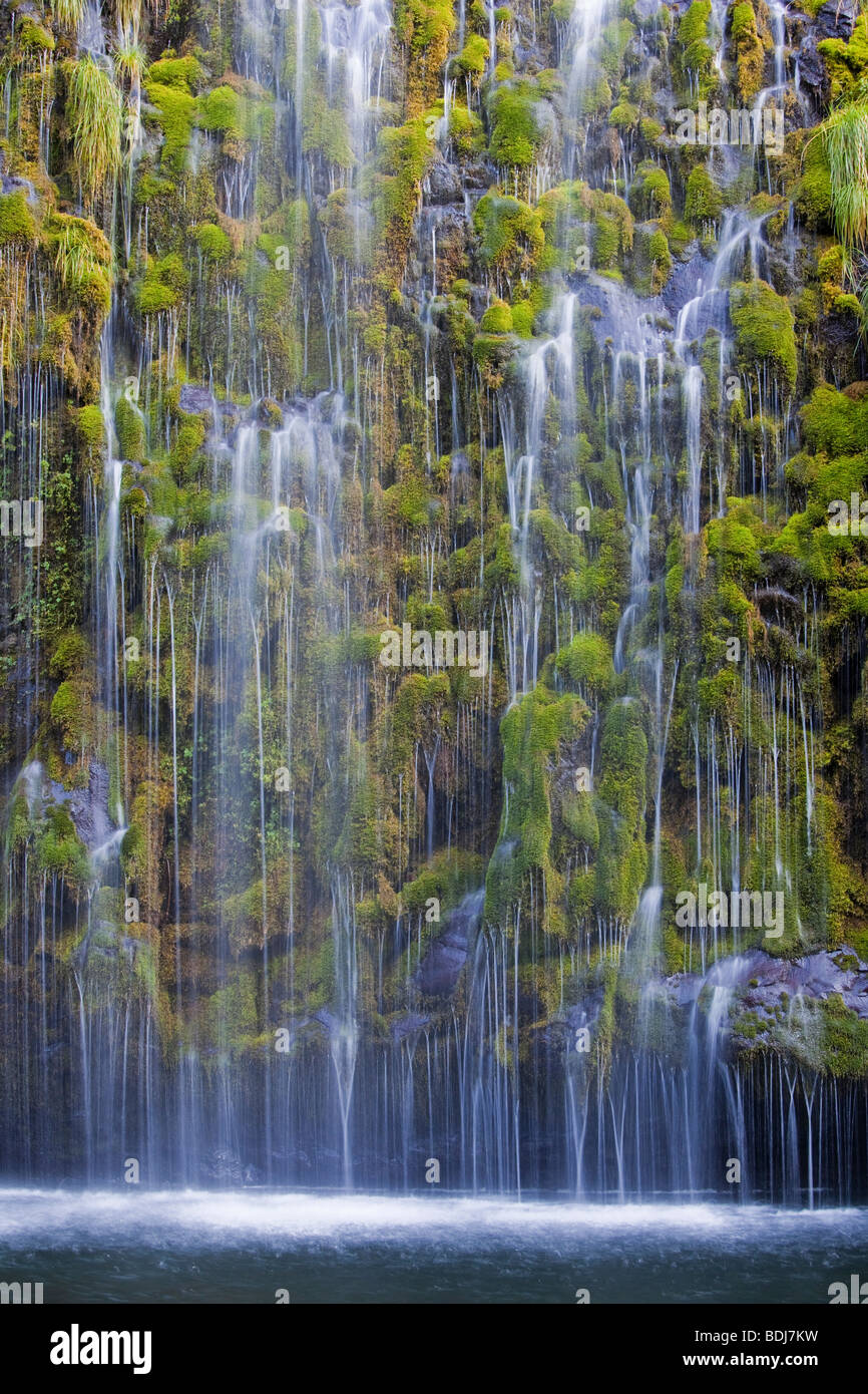 Mossbrae Falls falling into the Sacramento River, Shasta Cascade area,  Siskiyou County, Dunsmuir, California Stock Photo