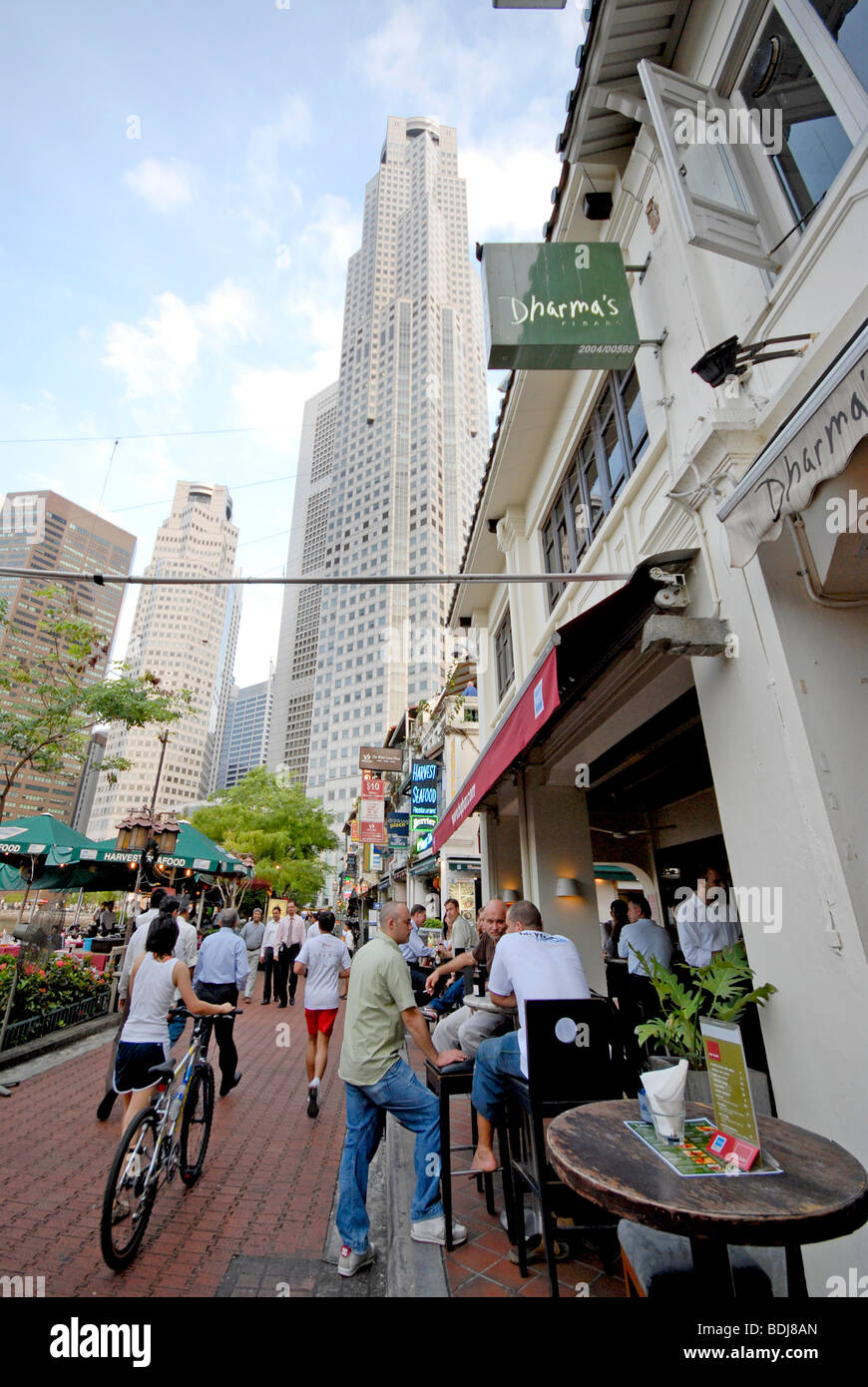 Cafes and Bars on Boat Quay Esplanade, Singapore Stock Photo Alamy