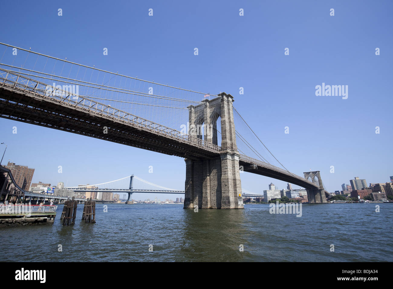 Iconic Shot Of The Brooklyn Bridge Over East River Hi res Stock iconic-shot-of-the-brooklyn-bridge-over-east-river-hi-res-stock