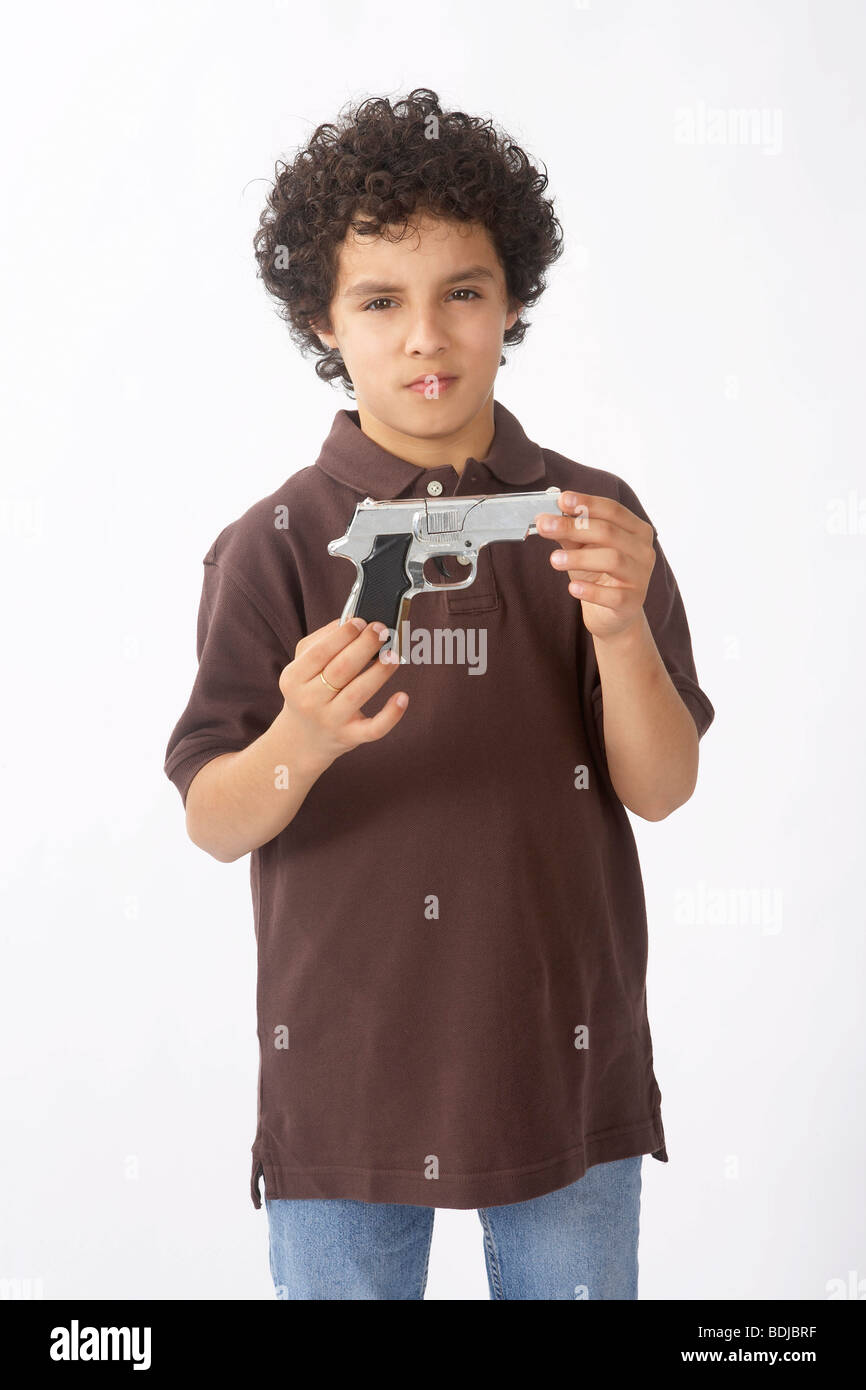 Boy with Gun Stock Photo