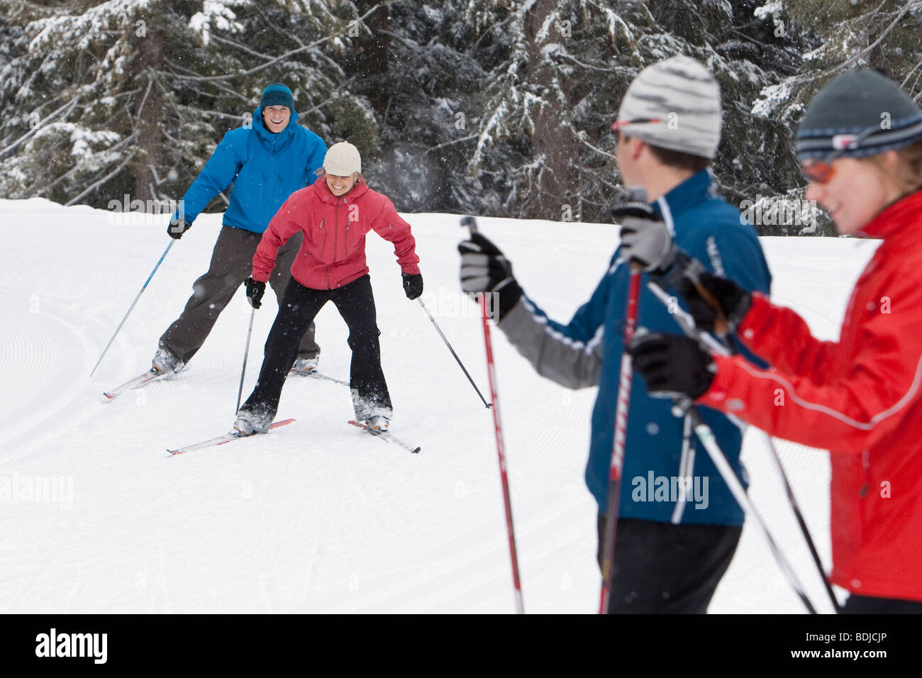 Couples Cross Country Skiing, Whistler, British Columbia, Canada Stock Photo Alamy