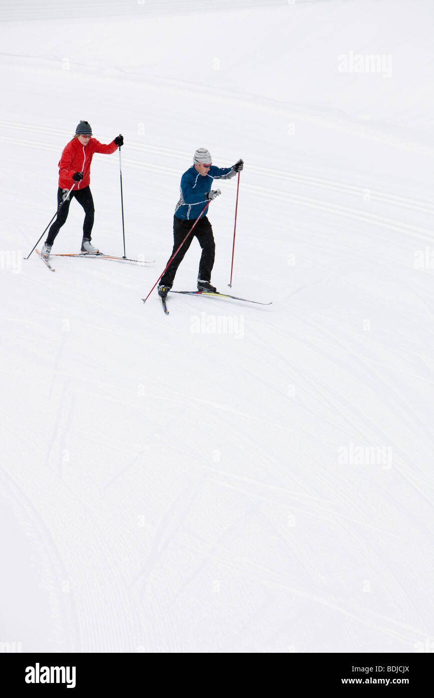 Couple Cross Country Skiing, Whistler, British Columbia, Canada Stock Photo Alamy