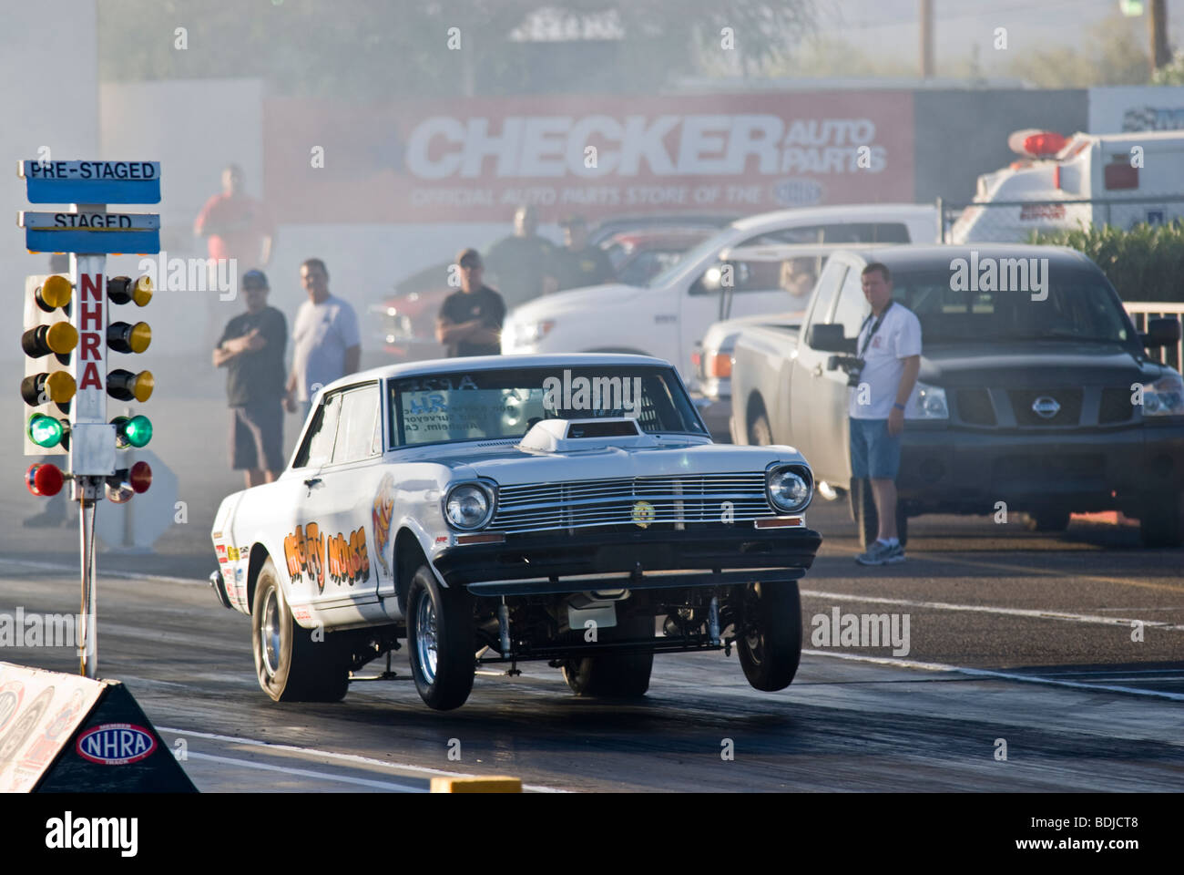 NHRA Hot Rod Heritage event action. Stock Photo