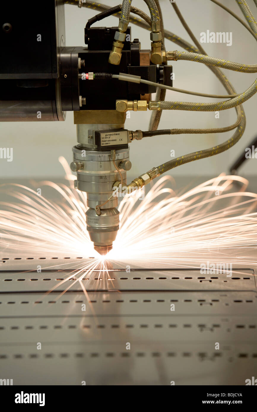 Laser Machine Cutting Metal Stock Photo