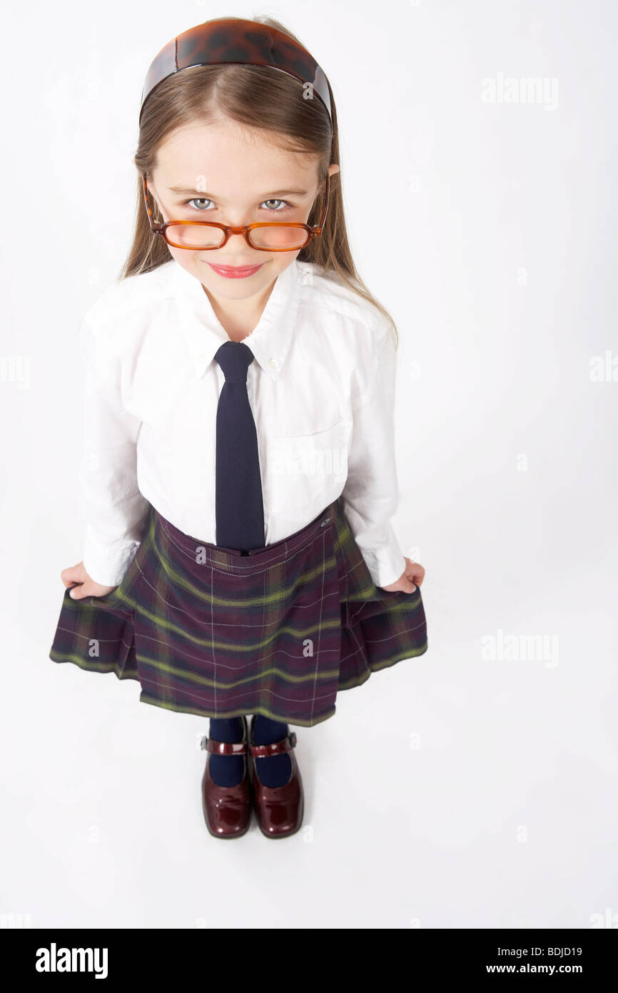 Girl in School Uniform Stock Photo Alamy
