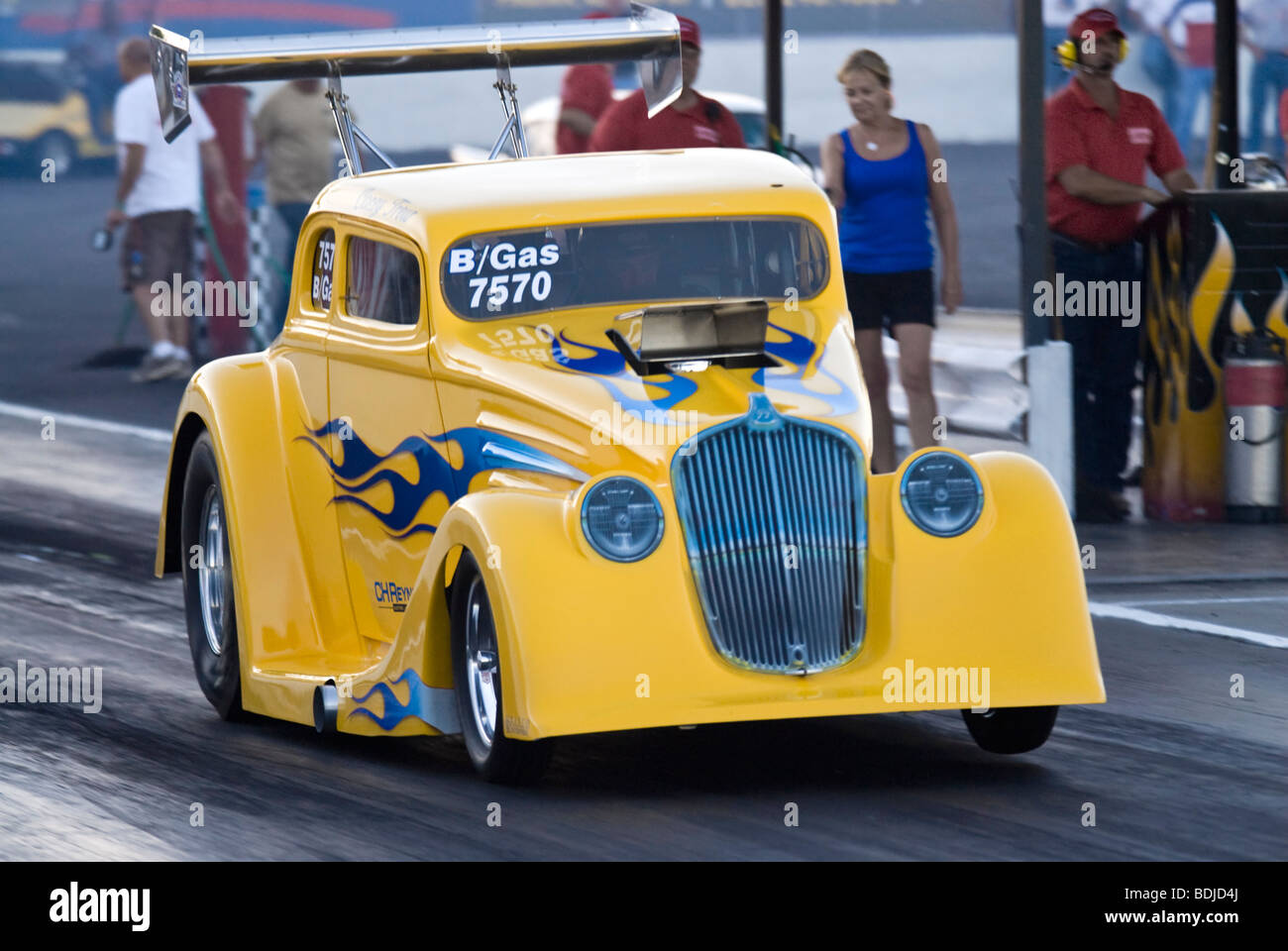 NHRA Hot Rod Heritage event action. Stock Photo