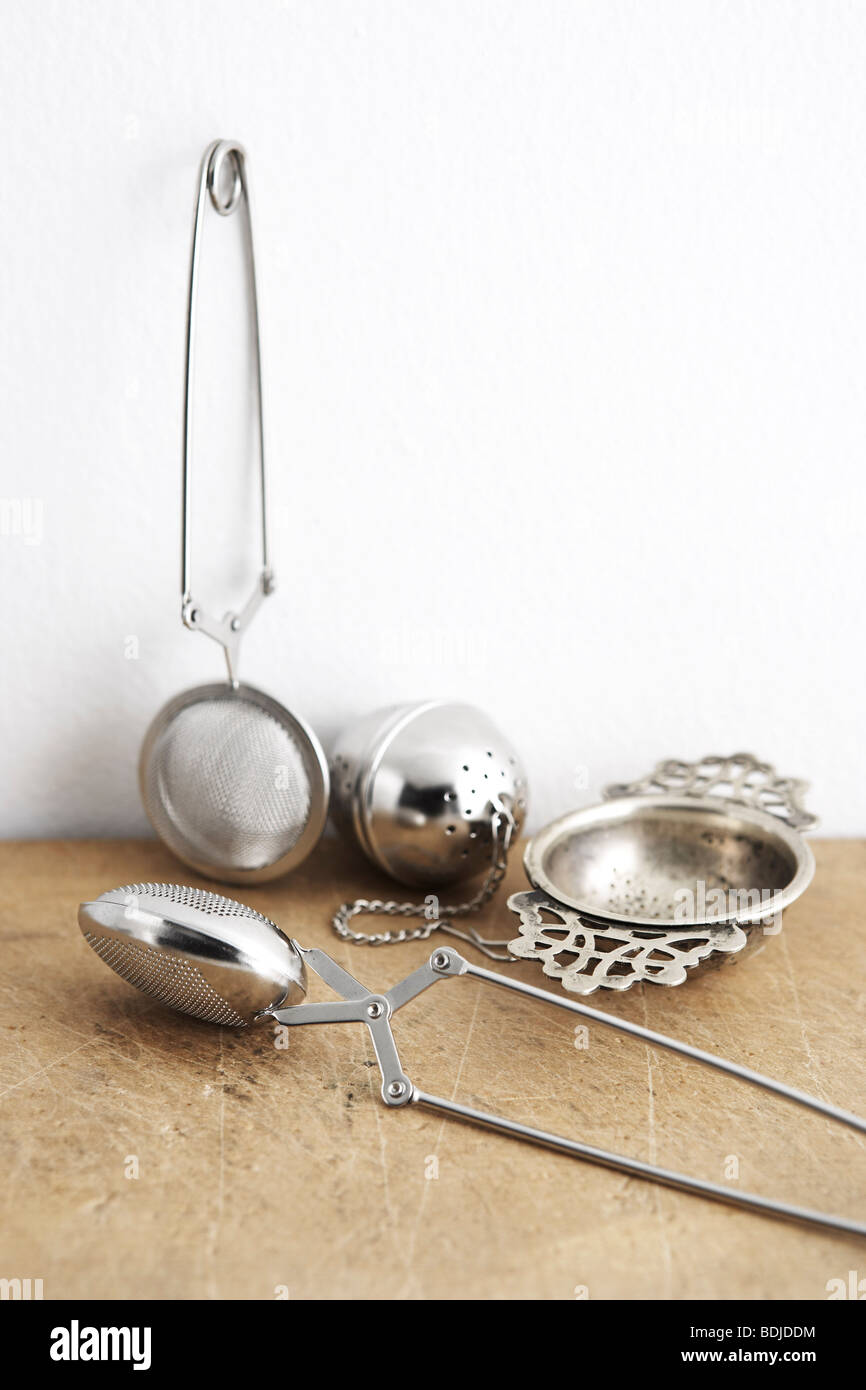 Collection of Tea Strainers Stock Photo Alamy