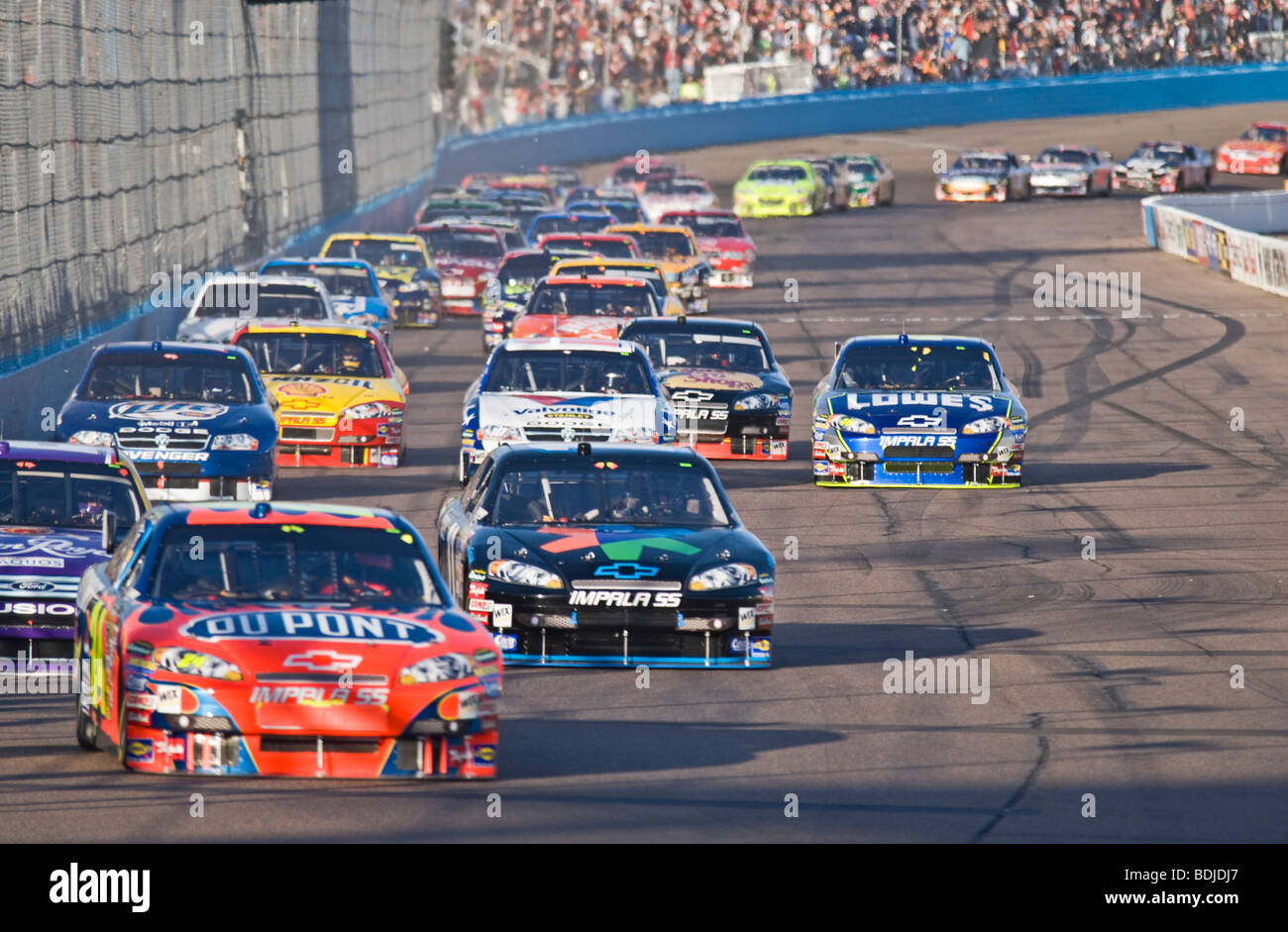 The race start in NASCAR action at Phoenix International Raceway