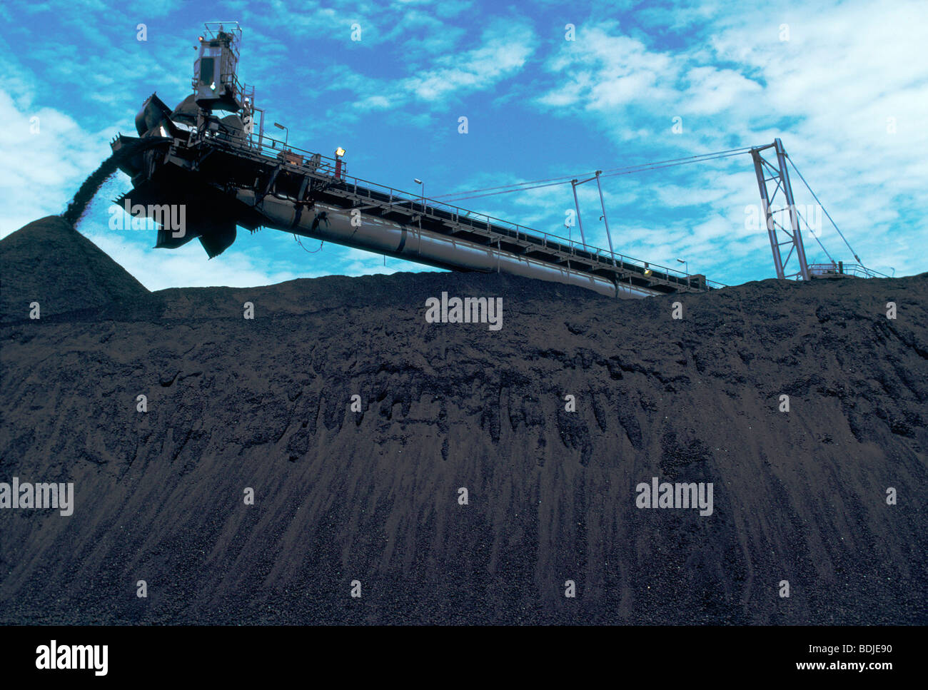 Black Coal Mining, Coal Reclaimer Stock Photo