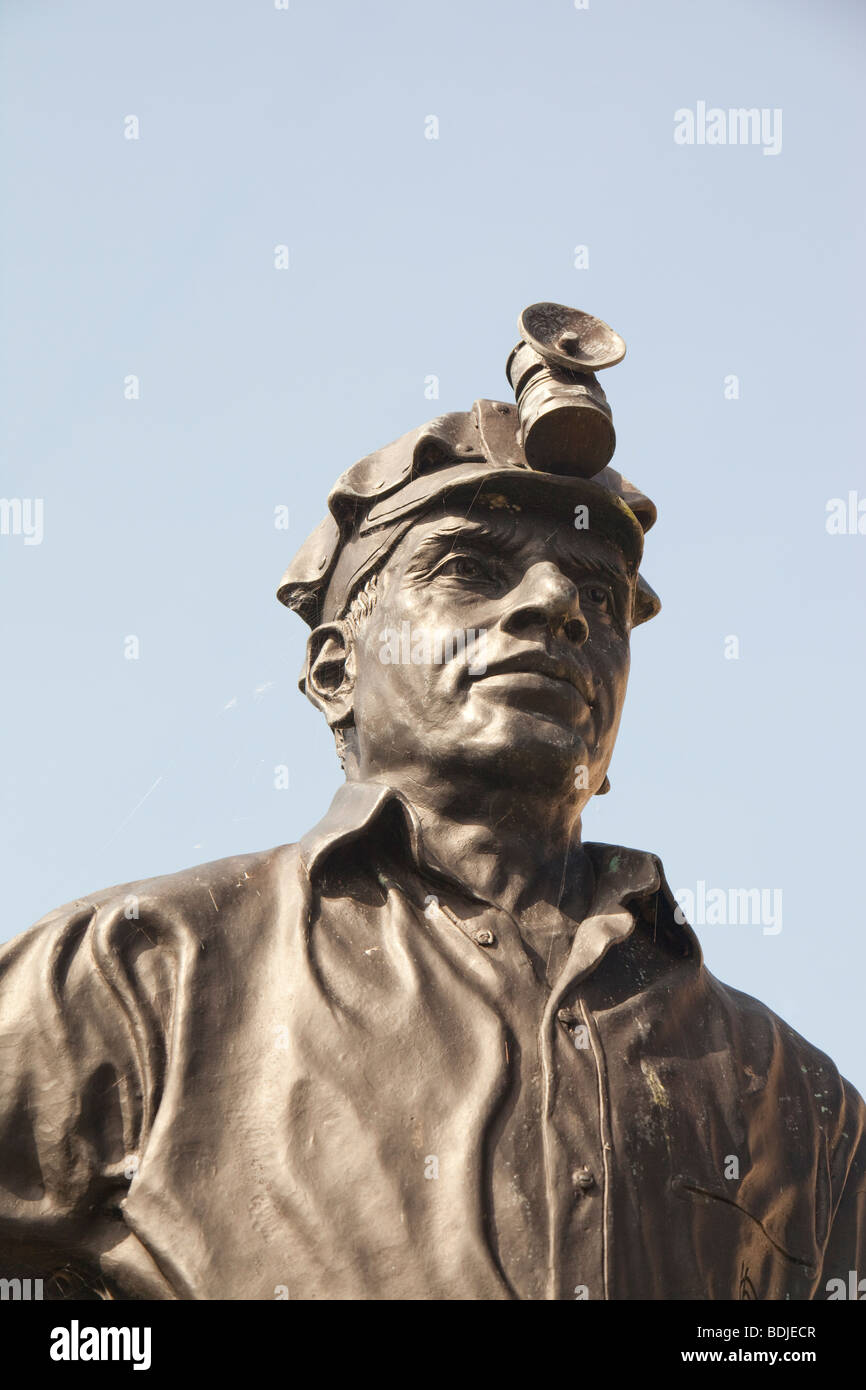 A statue by the sculptur Kirti Mandir, in Muirkirk, Scotland in memory of all the coal miners who died in the areas coal mines. Stock Photo