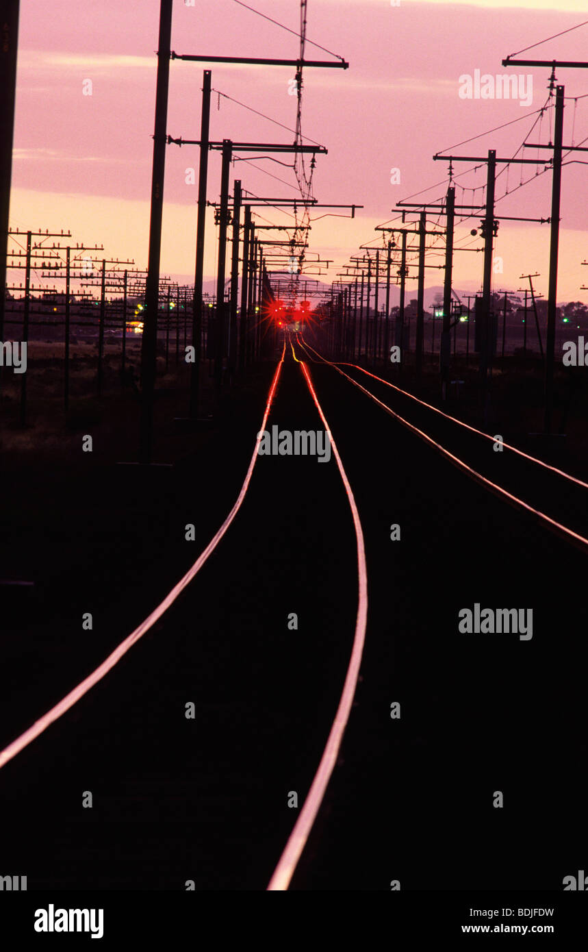 Railway Lines, Sunset Stock Photo - Alamy