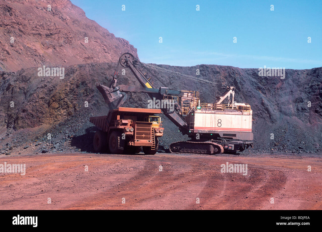 Iron Ore Mining, Open Cut, Australia Stock Photo
