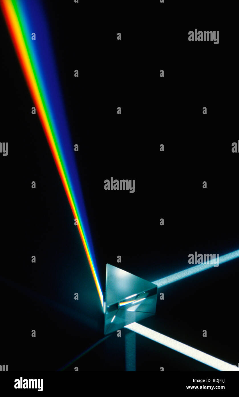 Light Refracting in Prism Stock Photo